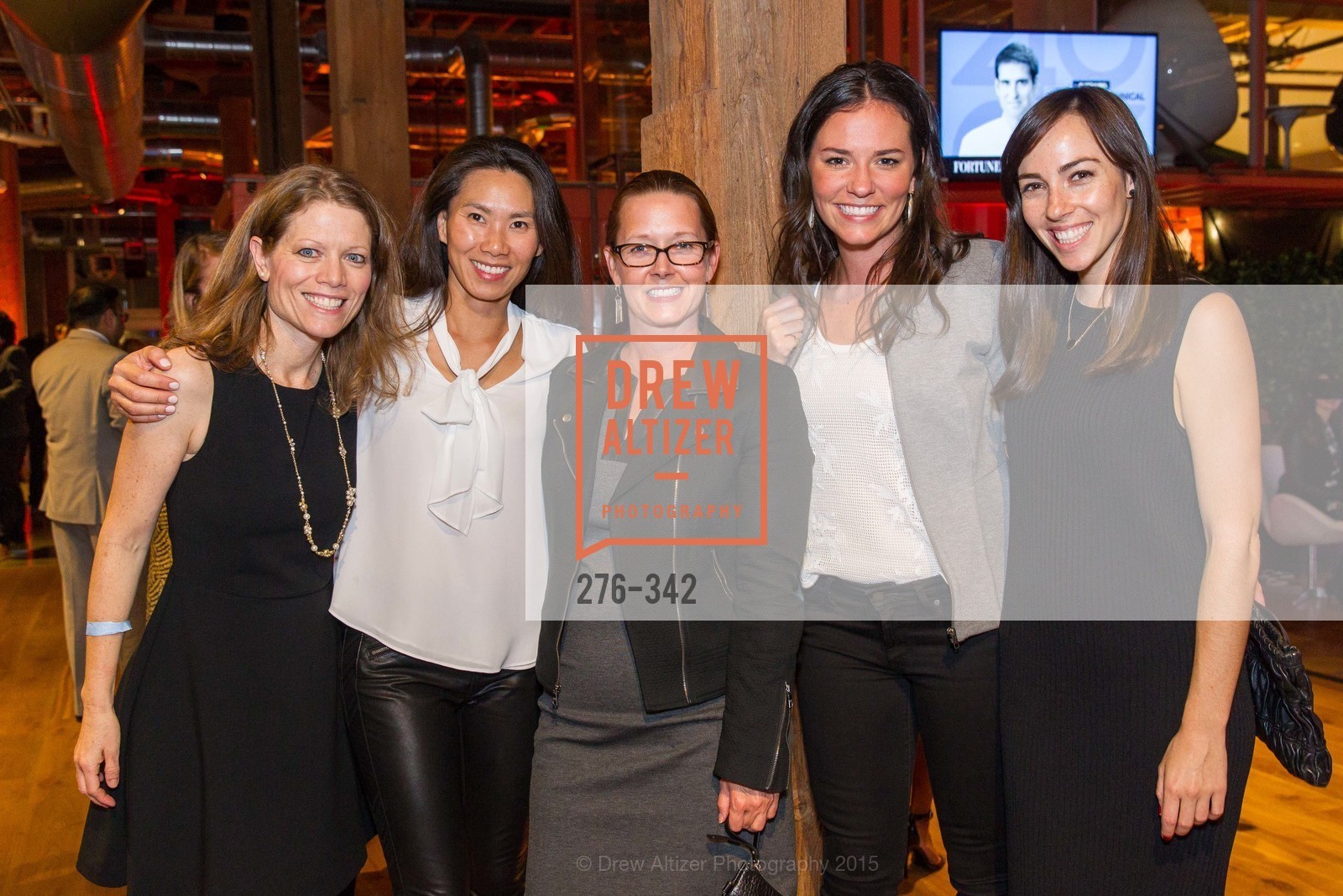 Monica Sembler, Ellen Kim, Lisa Dunwell, Sarah Casnocha, Lindsey Herron, Fortune's 40 Under 40 Party, GitHub HQ. GitHub HQ, . 88 Colin P Kelly Jr St, October 7th, 2015, Photo #276-342 Monica Sembler, Ellen Kim, Lisa Dunwell, Sarah Casnocha, Lindsey Herron, Photo #276-342