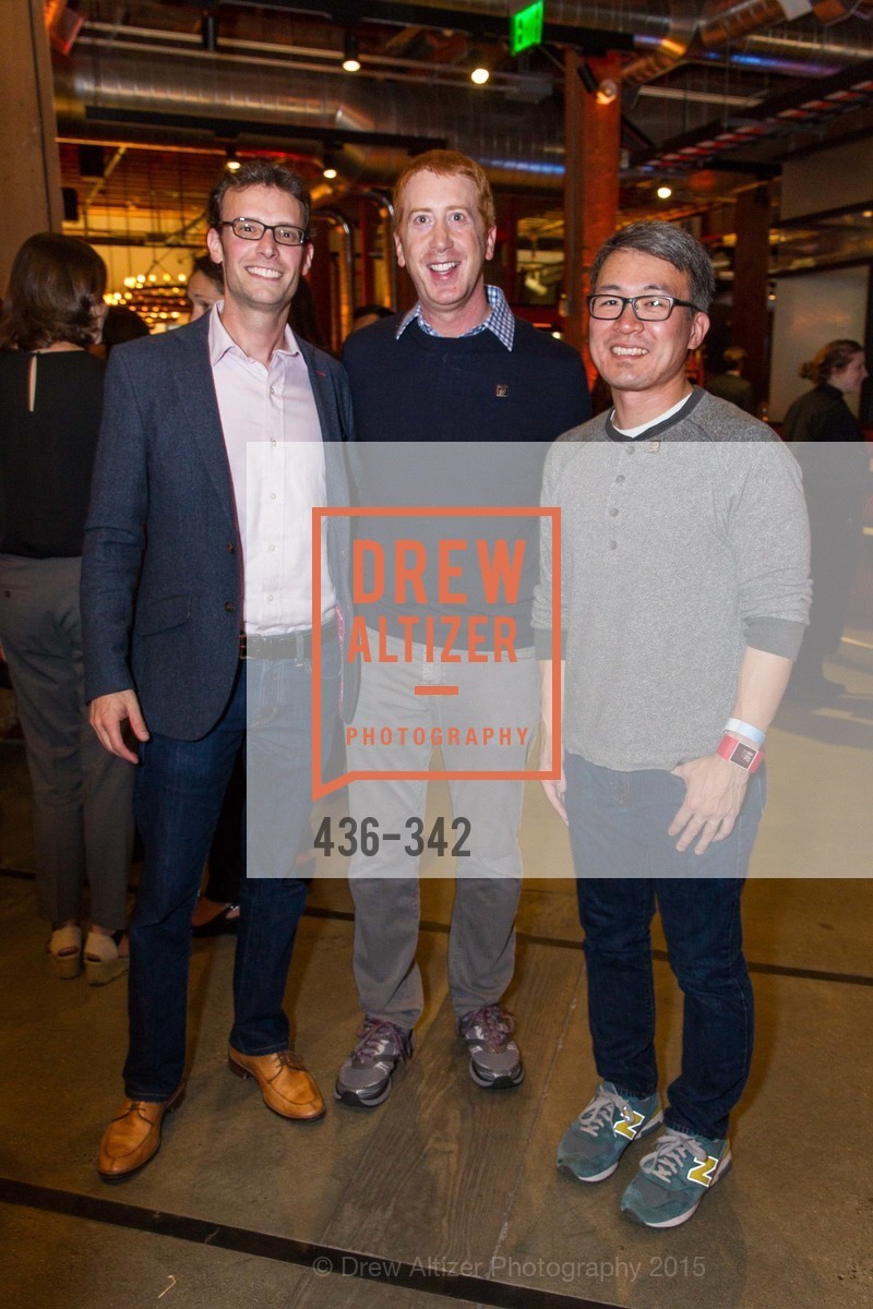 Eric Stone, Chuck Myers, James Park, Fortune's 40 Under 40 Party, GitHub HQ. GitHub HQ, . 88 Colin P Kelly Jr St, October 7th, 2015, Photo #436-342 Eric Stone, Chuck Myers, James Park, Photo #436-342