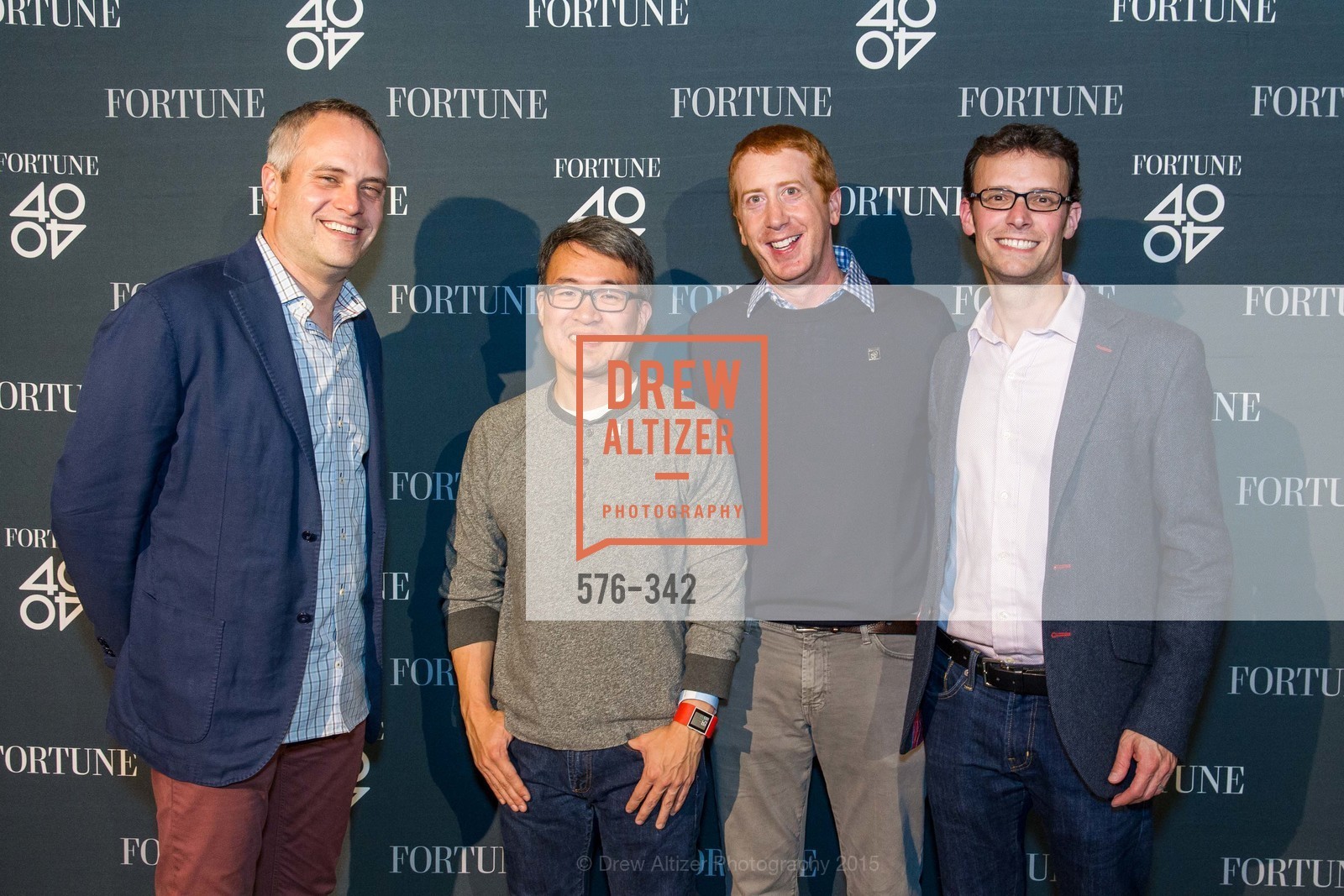 Brad Stone, James Park, Chuck Myers, Eric Stone, Fortune's 40 Under 40 Party, GitHub HQ. GitHub HQ, . 88 Colin P Kelly Jr St, October 7th, 2015, Photo #576-342 Brad Stone, James Park, Chuck Myers, Eric Stone, Photo #576-342
