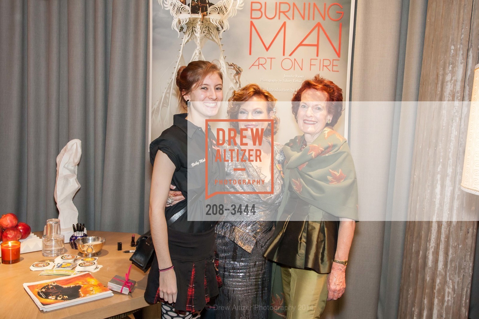Addie Bacon, Jennifer Raiser, Helen Hilton Raiser, JENNIFER RAISER Book Signing for "Burning Man: Art on Fire, US, November 13th, 2014, Photo #208-3444 Addie Bacon, Jennifer Raiser, Helen Hilton Raiser, Photo #208-3444