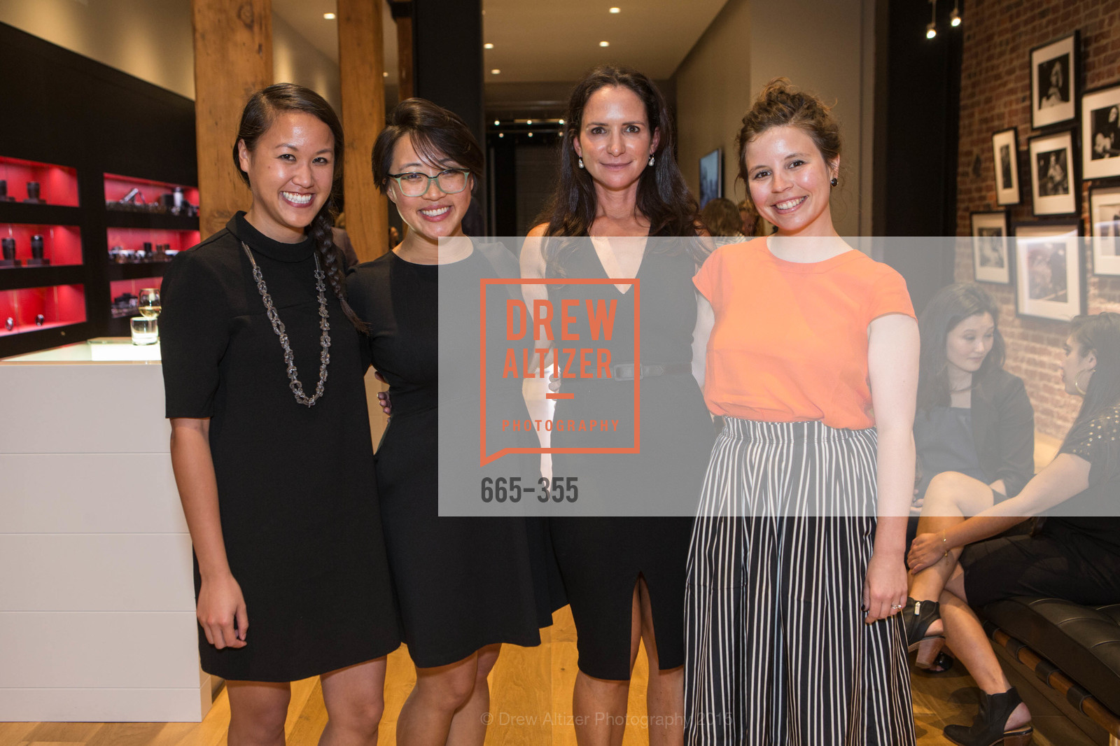 Jessica Dang, Victoria Chao, Courtney Dallaire, Jenong Ideros, SFMOMA Contemporary Vision Award Launch Party, Leica. Leica, . 463 Bush St, October 8th, 2015, Photo #665-355 Jessica Dang, Victoria Chao, Courtney Dallaire, Jenong Ideros, Photo #665-355