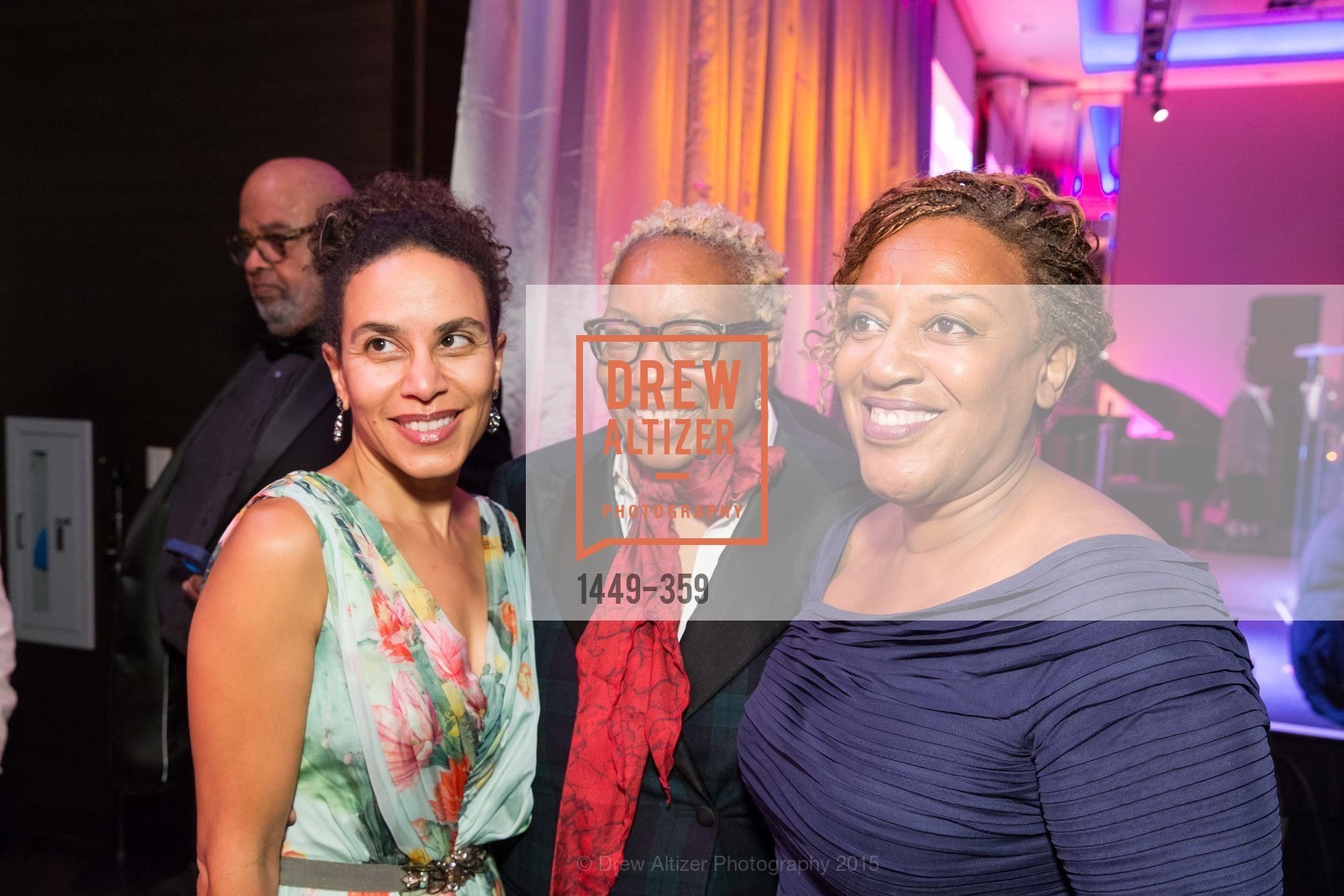 Sarah Manyika, Linda Harrison, CCH Pounder, 2015 MoAD Gala: Finding the I in Diaspora, MoAD Museum & The St. Regis. MoAD Museum & The St. Regis, October 9th, 2015, Photo #1449-359 Sarah Manyika, Linda Harrison, CCH Pounder, Photo #1449-359