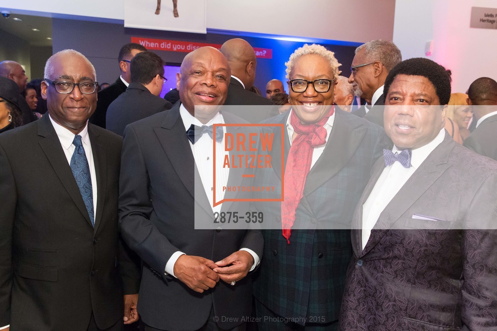 Michael Warr, Willie Brown, Linda Harrison, Lloyd Dean, 2015 MoAD Gala: Finding the I in Diaspora, MoAD Museum & The St. Regis. MoAD Museum & The St. Regis, October 9th, 2015, Photo #2875-359 Michael Warr, Willie Brown, Linda Harrison, Lloyd Dean, Photo #2875-359