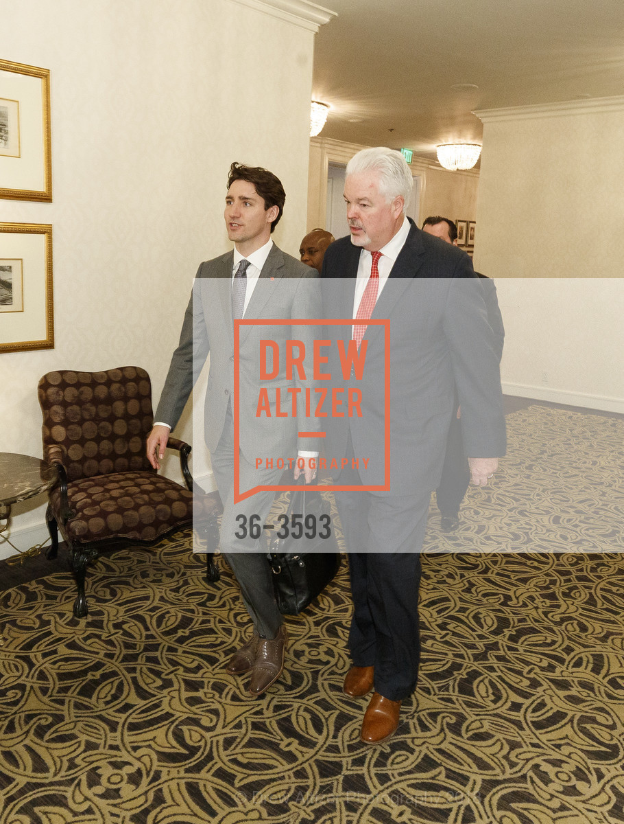 Justin Trudeau, Paul Tormey, Welcome for Canadian Prime Minister Justin Trudeau Fairmont San Francisco, Fairmont Hotel, Lobby. 950 Mason Street, February 8th, 2018, Photo #36-3593 Justin Trudeau, Paul Tormey, Photo #36-3593