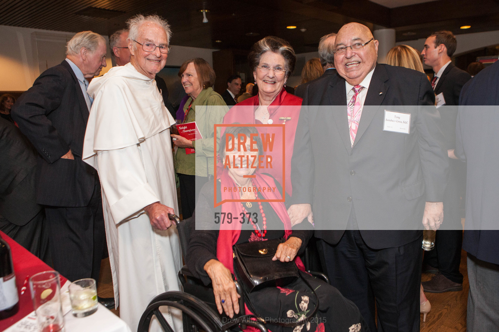 Bruno Gibson, Marilyn Knight, Lucille Sanchez-Corea, Tony Sanchez-Corea, Sovereign Order of Malta Presents: A Knight for Champions, 7th Annual Silver Chalice Awards Dinner, St. Francis Yacht Club. St. Francis Yatch Club, October 13th, 2015, Photo #579-373 Bruno Gibson, Marilyn Knight, Lucille Sanchez-Corea, Tony Sanchez-Corea, Photo #579-373