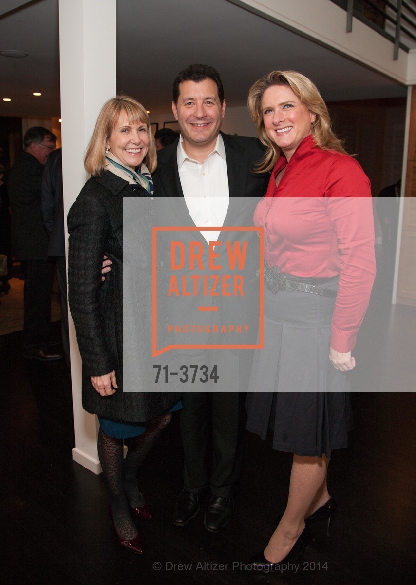 Joan Price, Peter Weingarten, Jennifer Fink, CALIFORNIA COLLEGE OF ARTS PreParty in Honor of Art Gensler, US, February 26th, 2014, Photo #71-3734 Joan Price, Peter Weingarten, Jennifer Fink, Photo #71-3734