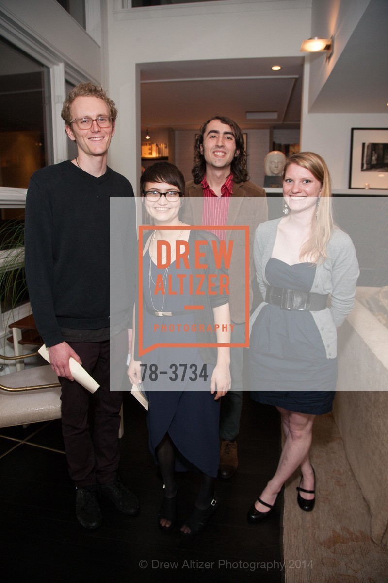 Will Durkee, Tina Curiel, Woodrow White, Lucia Dill, CALIFORNIA COLLEGE OF ARTS PreParty in Honor of Art Gensler, US, February 26th, 2014, Photo #78-3734 Will Durkee, Tina Curiel, Woodrow White, Lucia Dill, Photo #78-3734