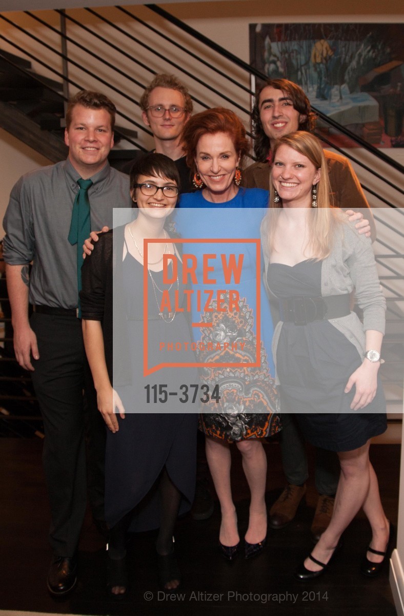 James Sinclair, Tina Curiel, Will Durkee, Brenda Jewett, Woodrow White, Lucia Dill, CALIFORNIA COLLEGE OF ARTS PreParty in Honor of Art Gensler, US, February 26th, 2014, Photo #115-3734 James Sinclair, Tina Curiel, Will Durkee, Brenda Jewett, Woodrow White, Lucia Dill, Photo #115-3734