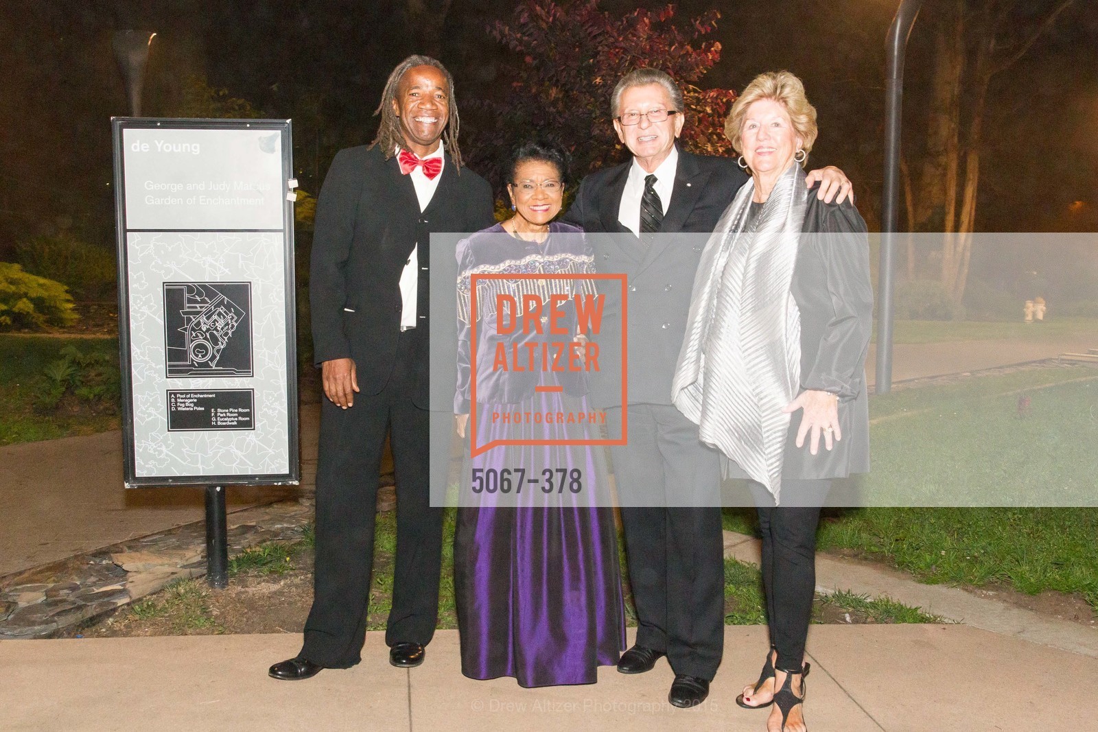Belva Davis, George Marcus, Judy Marcus, Tenth Anniversary Celebration of the New de Young Museum, de Young Museum. de Young Museum, . 50 Hagiwara Tea Garden Dr, October 14th, 2015, Photo #5067-378 Belva Davis, George Marcus, Judy Marcus, Photo #5067-378