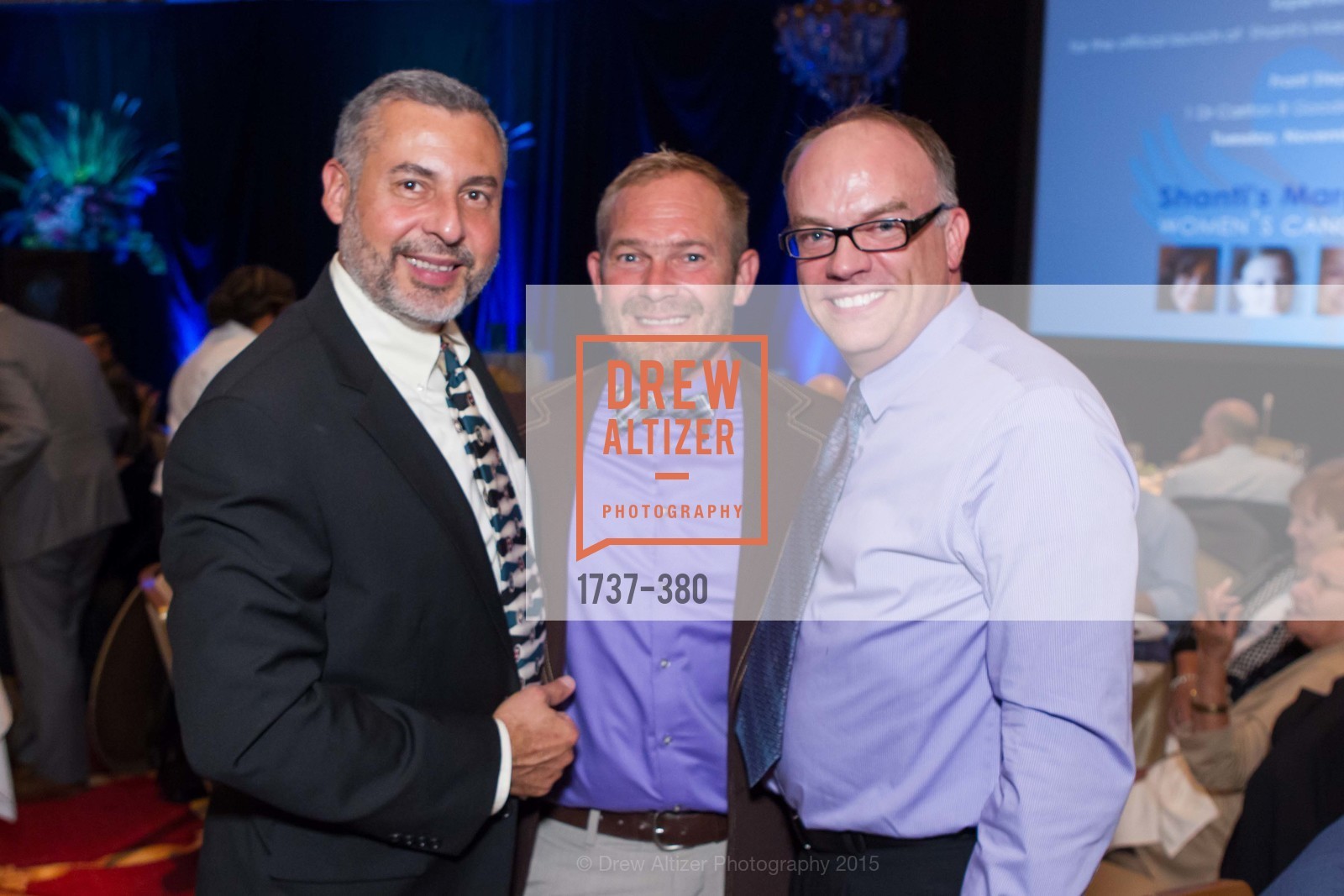 Orlando Gonzales, Dale Gluth, Keith Waltrip, Shanti Project 41st Annual Compassion is Universal Dinner, Palace Hotel. Palace Hotel, . 2 New Montgomery St, October 14th, 2015, Photo #1737-380 Orlando Gonzales, Dale Gluth, Keith Waltrip, Photo #1737-380