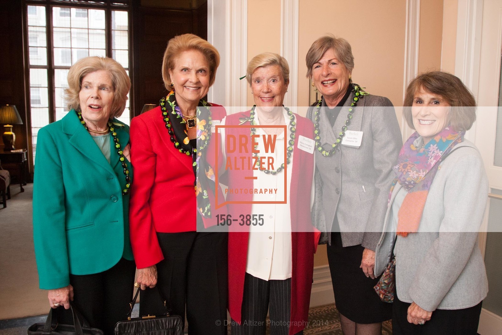Louise Escher Harris, Kathleen Mailliard Rende, Gloria Campbell Henderson, Susan Comartin, Vicki Fleishhacker, BURKE'S Presents Alumnae 2014 Luncheon, US, April 25th, 2014, Photo #156-3855 Louise Escher Harris, Kathleen Mailliard Rende, Gloria Campbell Henderson, Susan Comartin, Vicki Fleishhacker, Photo #156-3855