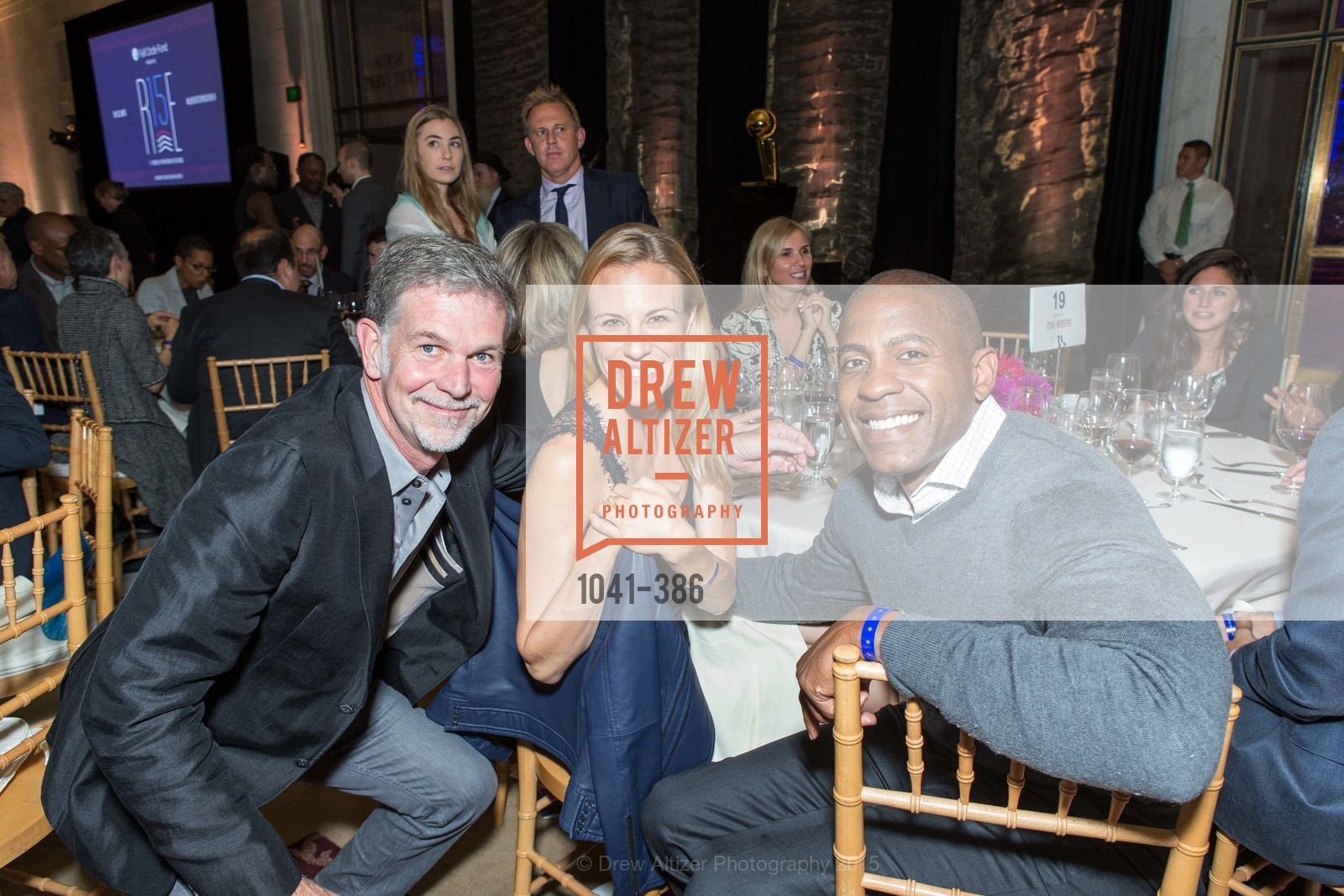 Reed Hastings, Emily Pierce, Carlos Watson, Full Circle Fund Presents: R15E, San Francisco City Hall. San Francisco City Hall, . 1 Dr Carlton B Goodlett Pl, October 15th, 2015, Photo #1041-386 Reed Hastings, Emily Pierce, Carlos Watson, Photo #1041-386