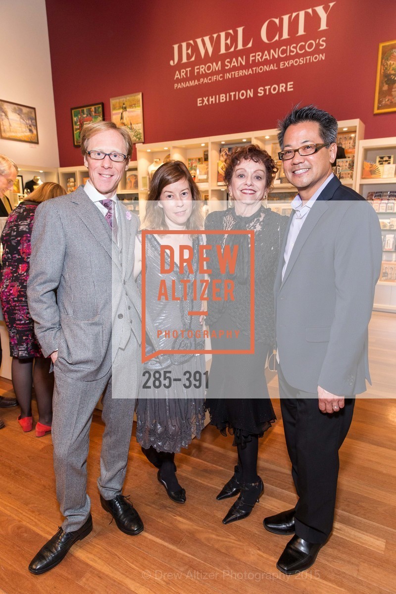 Jonathan Ravel, Leslie Dutcher, Renee Dreyfus, Steuart Hata, Jewel City: Art From San Francisco's Panama-Pacific International Exposition Donor Opening Reception, de Young Museum. de Young Museum, October 15th, 2015, Photo #285-391 Jonathan Ravel, Leslie Dutcher, Renee Dreyfus, Steuart Hata, Photo #285-391