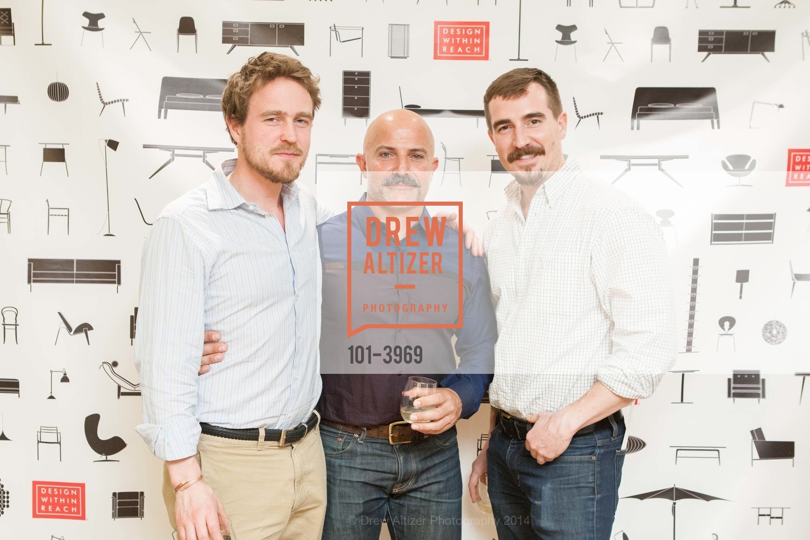 Jay Rusey, Laith Sayigh, Brewster McCall, DESIGN WITHIN REACH Studio Opening Party, US, January 21st, 2014, Photo #101-3969 Jay Rusey, Laith Sayigh, Brewster McCall, Photo #101-3969