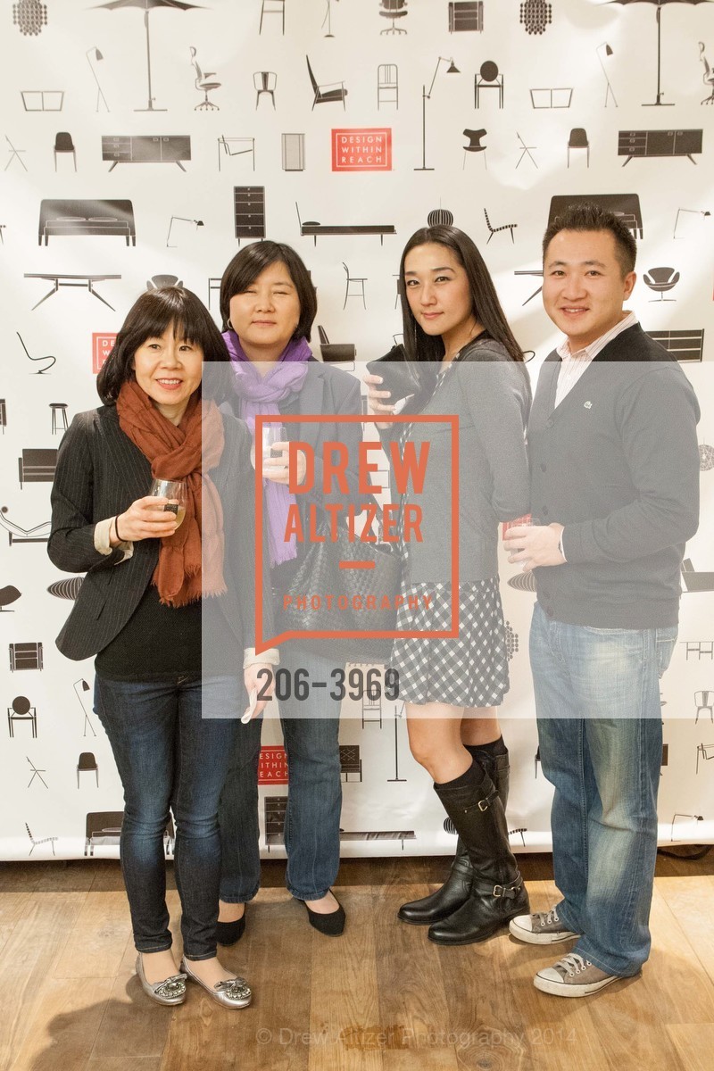 Linda Tuggle, Doo Kim, Jennifer Feo, Ed Zhang, DESIGN WITHIN REACH Studio Opening Party, US, January 21st, 2014, Photo #206-3969 Linda Tuggle, Doo Kim, Jennifer Feo, Ed Zhang, Photo #206-3969