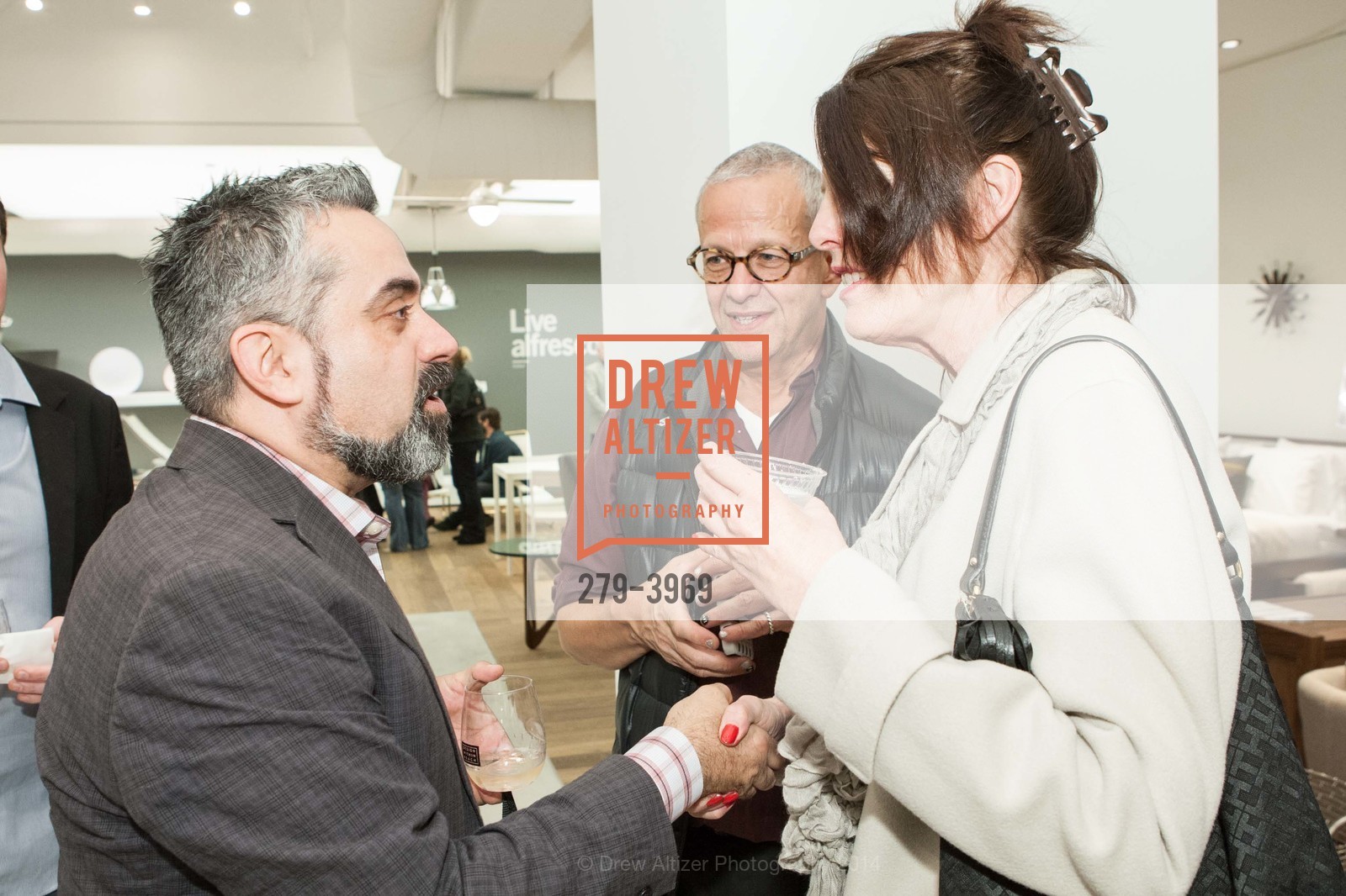 Marco Zamora, Avner Lapovsky, Javarra Hehes, DESIGN WITHIN REACH Studio Opening Party, US, January 21st, 2014, Photo #279-3969 Marco Zamora, Avner Lapovsky, Javarra Hehes, Photo #279-3969