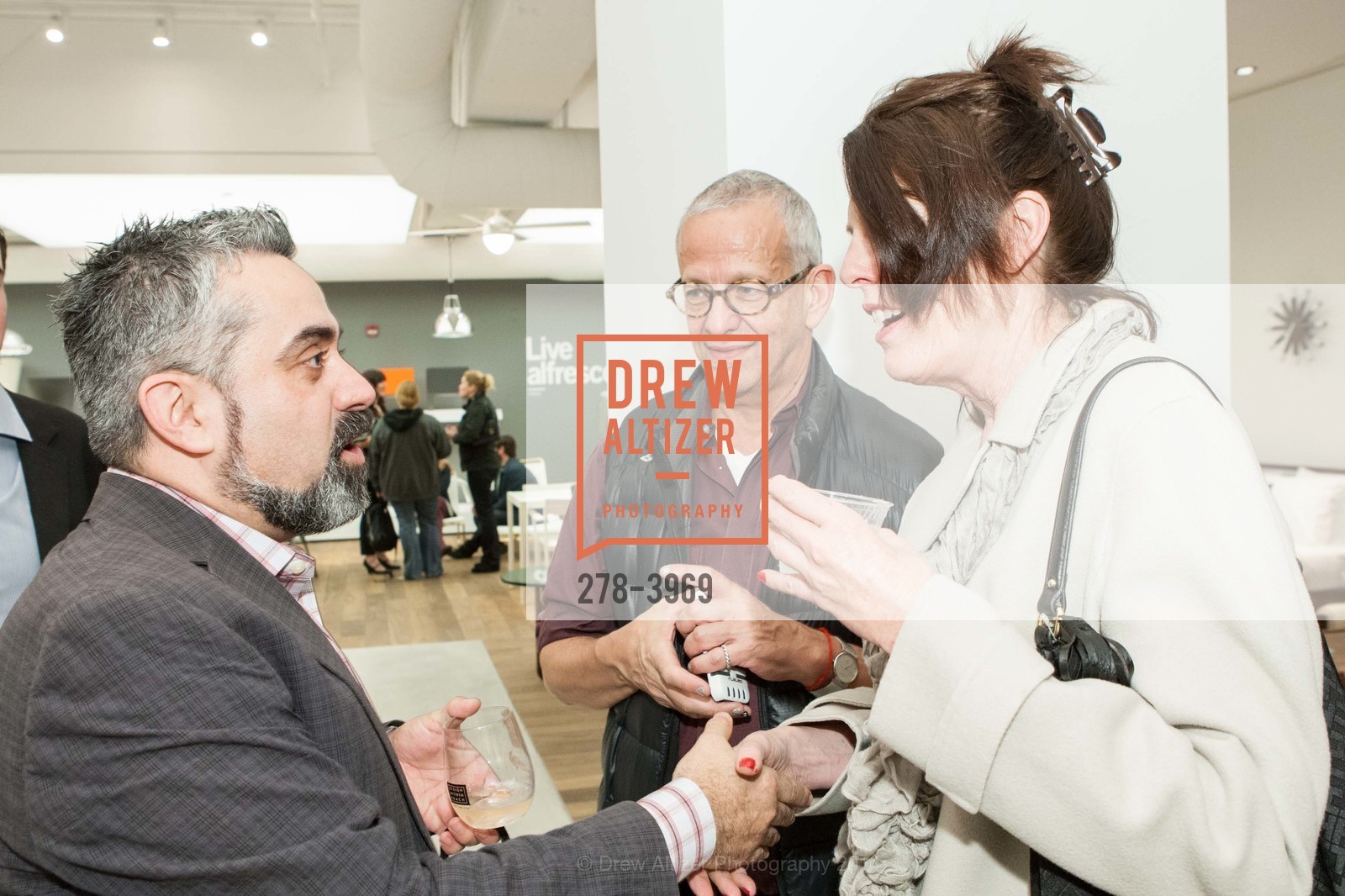 Marco Zamora, Avner Lapovsky, Javarra Hehes, DESIGN WITHIN REACH Studio Opening Party, US, January 21st, 2014, Photo #278-3969 Marco Zamora, Avner Lapovsky, Javarra Hehes, Photo #278-3969