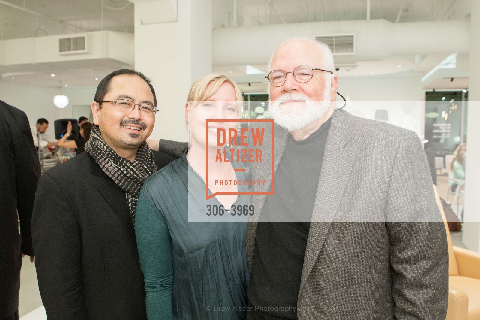 David Asari, Dawn Zidonis, Kit Hinrichs, DESIGN WITHIN REACH Studio Opening Party, US, January 21st, 2014, Photo #306-3969 David Asari, Dawn Zidonis, Kit Hinrichs, Photo #306-3969
