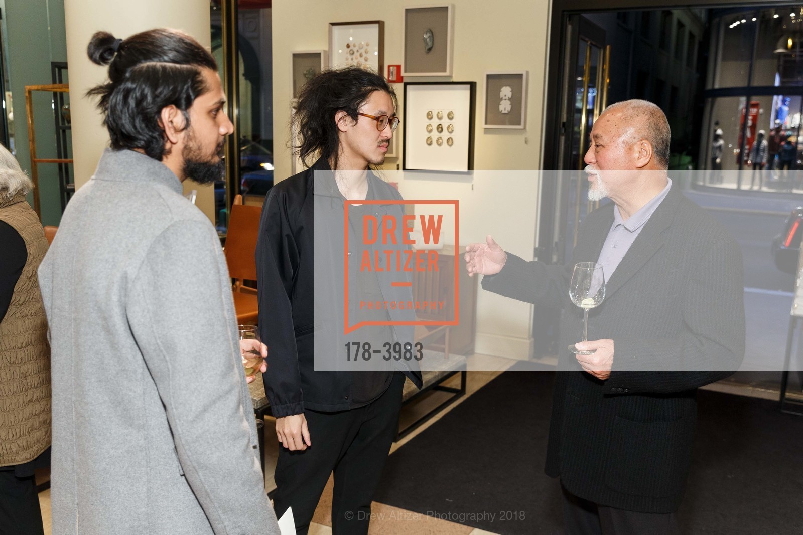 Palaash Chaudhary, Antares Yee, Peter Yee, Gump's Celebrates 30 Years With Maria Yee, Gump's. 135 Post Street, February 15th, 2018, Photo #178-3983 Palaash Chaudhary, Antares Yee, Peter Yee, Photo #178-3983