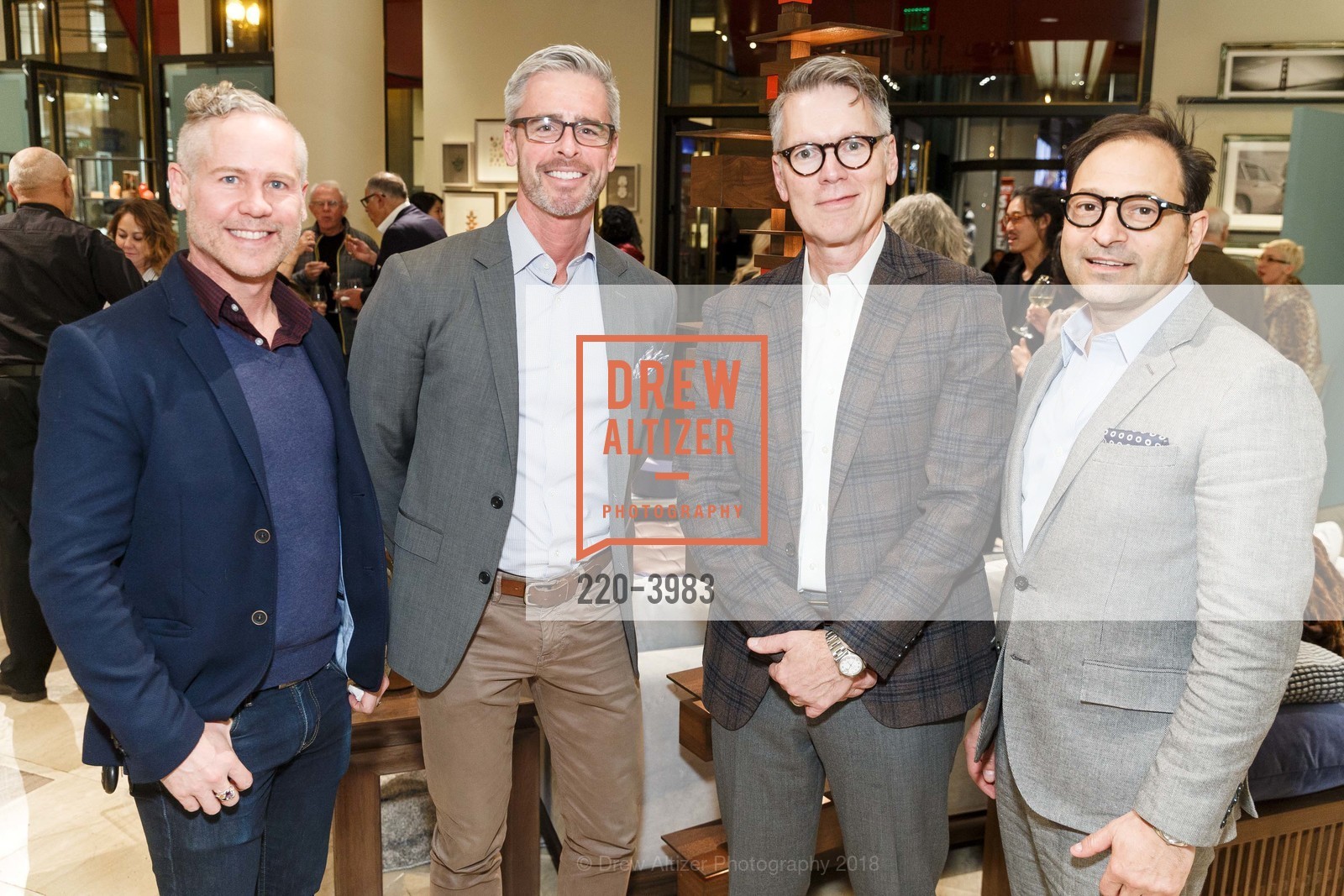 Mark Shumway, Scott Yarmark, David, Michael Mosca, Gump's Celebrates 30 Years With Maria Yee, Gump's. 135 Post Street, February 15th, 2018, Photo #220-3983 Mark Shumway, Scott Yarmark, David, Michael Mosca, Photo #220-3983