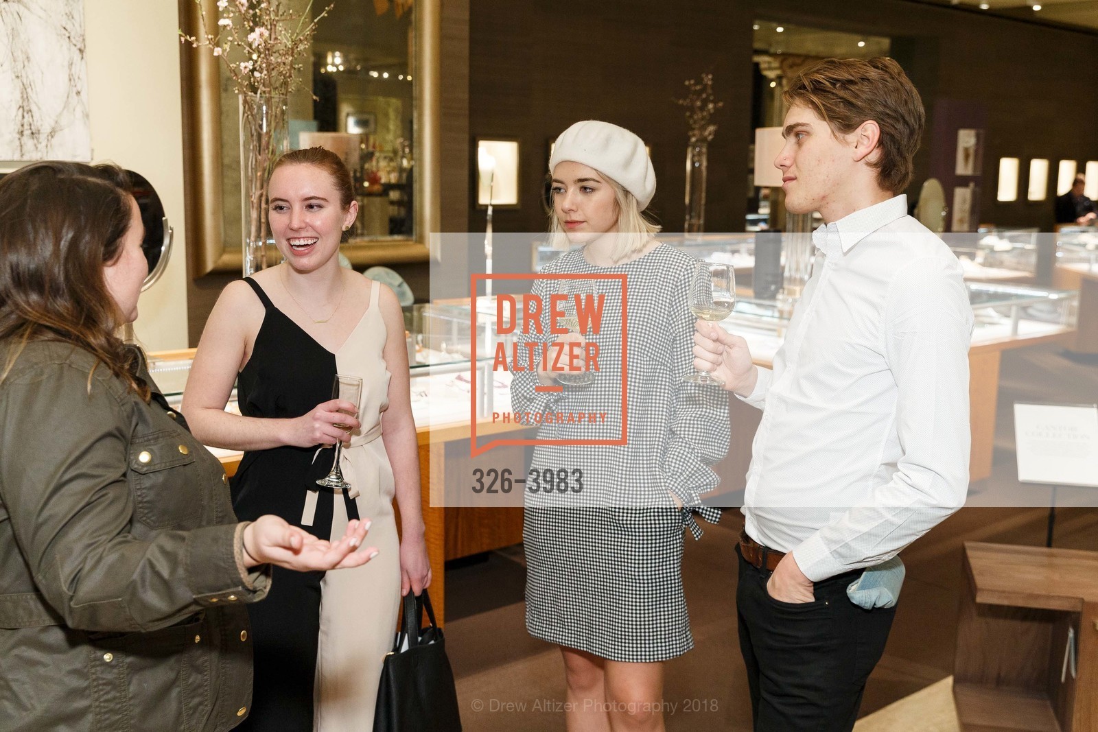 Bailey Preibe, Hannah Gilbertson, Bryson Schmidt, Gump's Celebrates 30 Years With Maria Yee, Gump's. 135 Post Street, February 15th, 2018, Photo #326-3983 Bailey Preibe, Hannah Gilbertson, Bryson Schmidt, Photo #326-3983