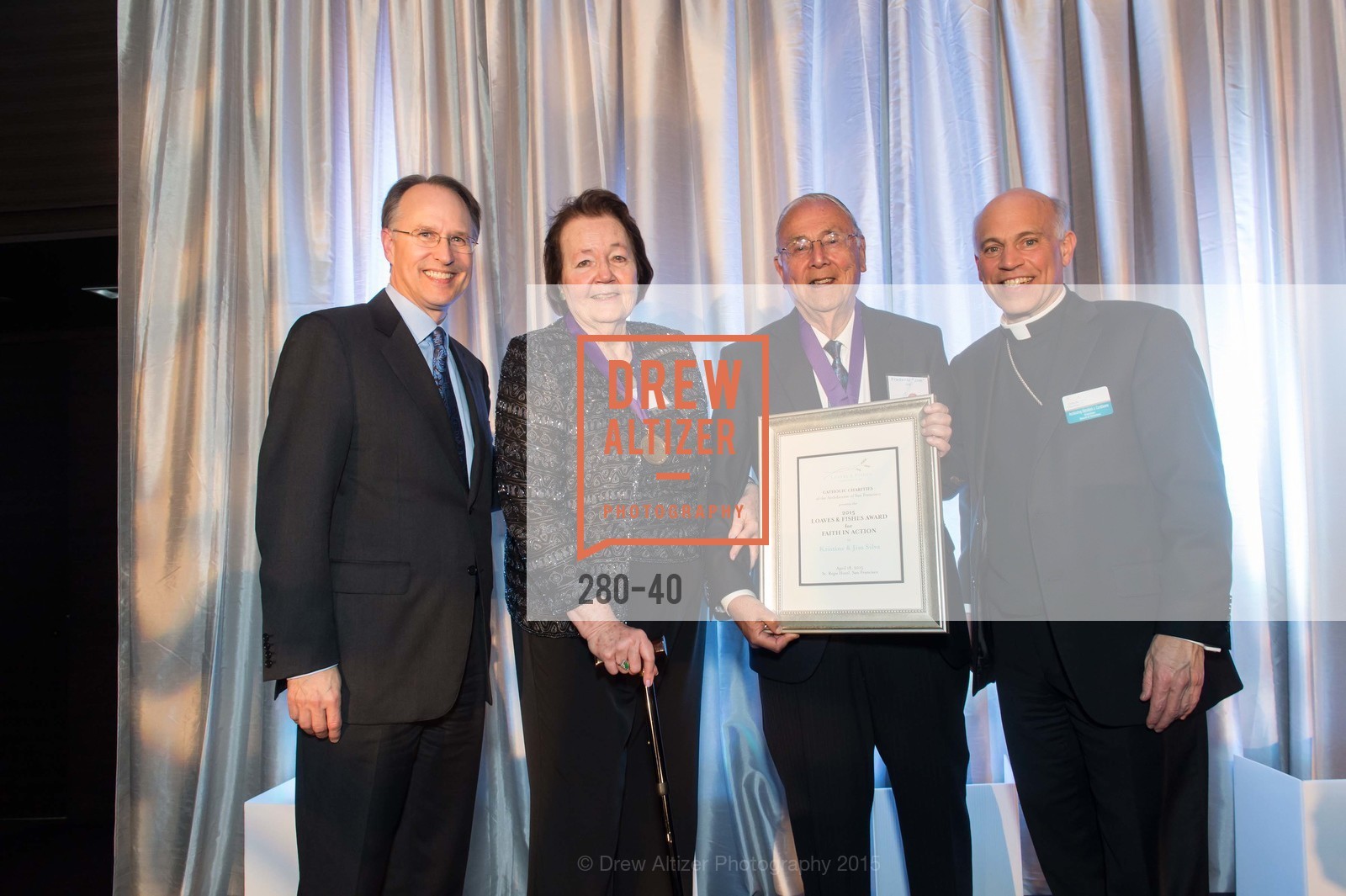 Jeff Dialik, Kristine Silva, Frederick Jim Silva, Archbishop Salvatore Cordeleone, Catholic Charities Loaves & Fishes, St. Regis, April 18th, 2015,Drew Altizer, Drew Altizer Photography, full-service agency, private events, San Francisco photographer, photographer california