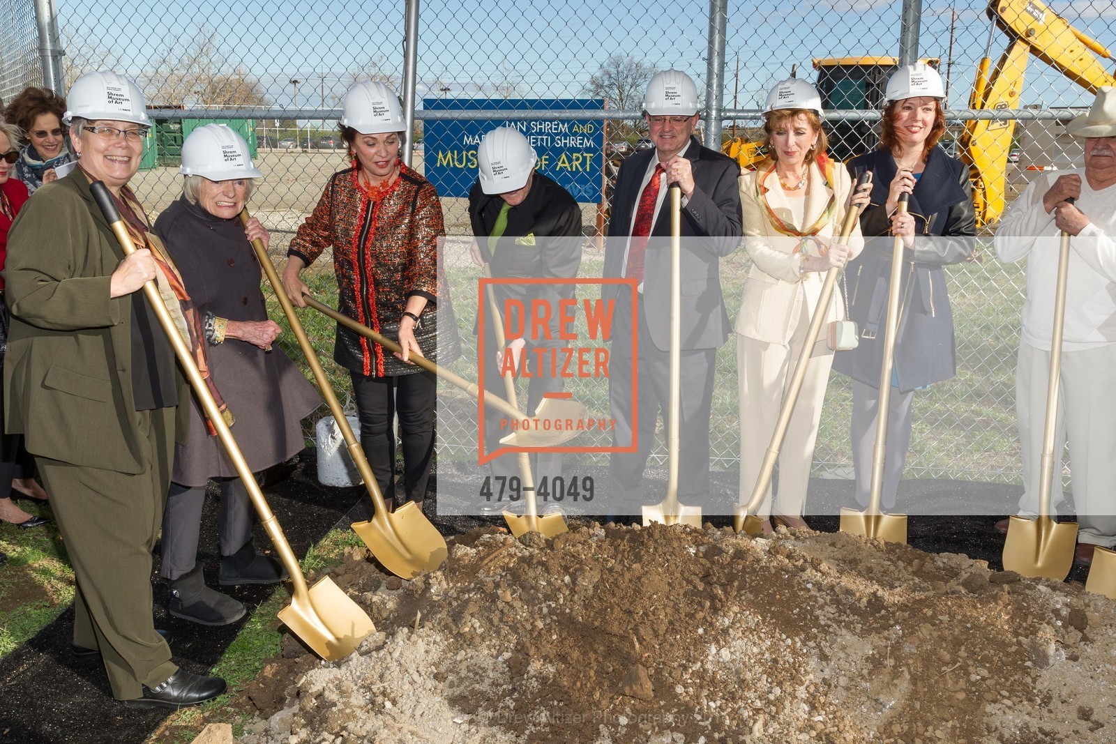 Jessie Ann Owens, Margrit Mondavi, Maria Manetti Shrem, Jan Shrem, Spyros Tseregounis, Chancellor Linda Katehi, Rachel Teagle, Manuel Neri, Ground Breaking of the SHREM MUSEUM at the Robert and Margrit Mondavit Center for Performing Arts and UC Davis, US, March 1st, 2014, Photo #479-4049 Jessie Ann Owens, Margrit Mondavi, Maria Manetti Shrem, Jan Shrem, Spyros Tseregounis, Chancellor Linda Katehi, Rachel Teagle, Manuel Neri, Photo #479-4049