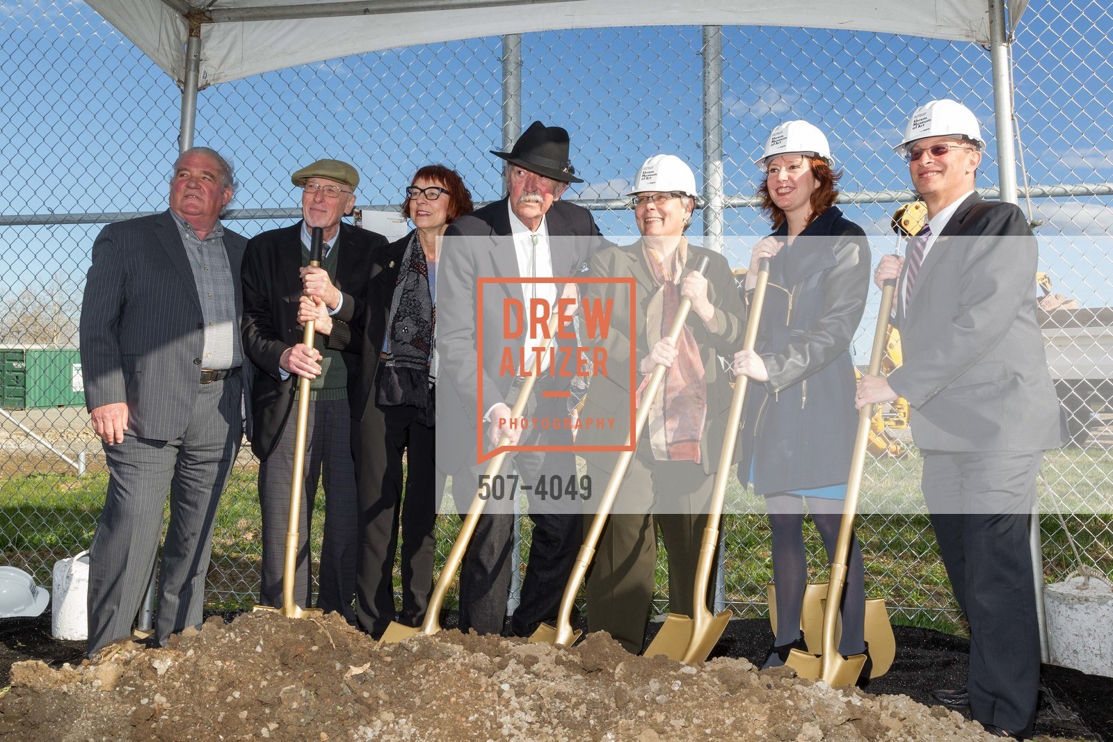 Sandy Shannonhouser, Lee Wiley, Jessie Ann Owens, Rachel Teagle, Ralph Hexter, Ground Breaking of the SHREM MUSEUM at the Robert and Margrit Mondavit Center for Performing Arts and UC Davis, US, March 1st, 2014, Photo #507-4049 Sandy Shannonhouser, Lee Wiley, Jessie Ann Owens, Rachel Teagle, Ralph Hexter, Photo #507-4049