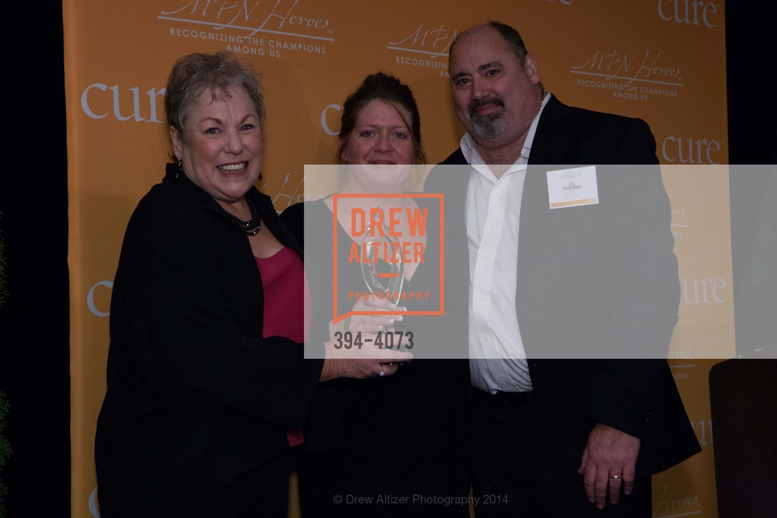 Kathy LaTour, Kathleen Vogt, Gary Vogt, CURE MAGAZINE'S MPN Heroes Awards, US, December 7th, 2014, Photo #394-4073 Kathy LaTour, Kathleen Vogt, Gary Vogt, Photo #394-4073