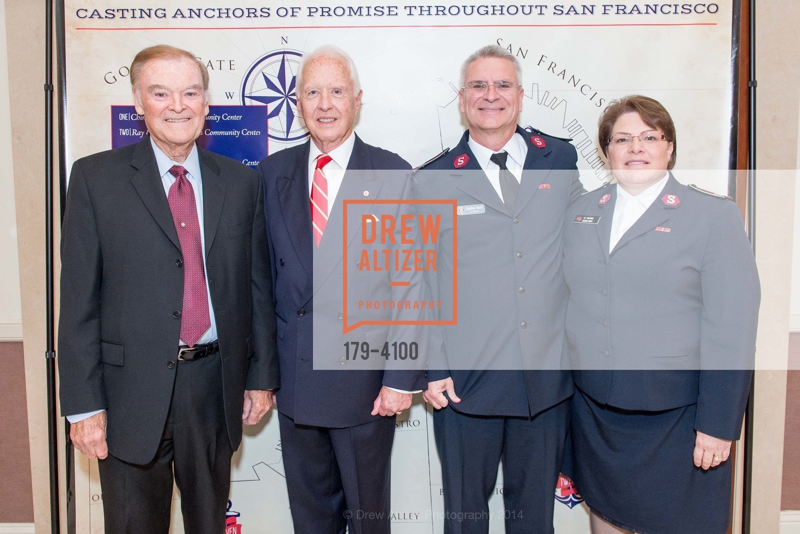 The Honorable Mayor Frank Jordan, RADM John Bitoff, Lt.Col. Stephen Smith, Lt.Col. Marcia Smith, THE SALVATION ARMY Holiday Luncheon, US, November 20th, 2014, Photo #179-4100 The Honorable Mayor Frank Jordan, RADM John Bitoff, Lt.Col. Stephen Smith, Lt.Col. Marcia Smith, Photo #179-4100