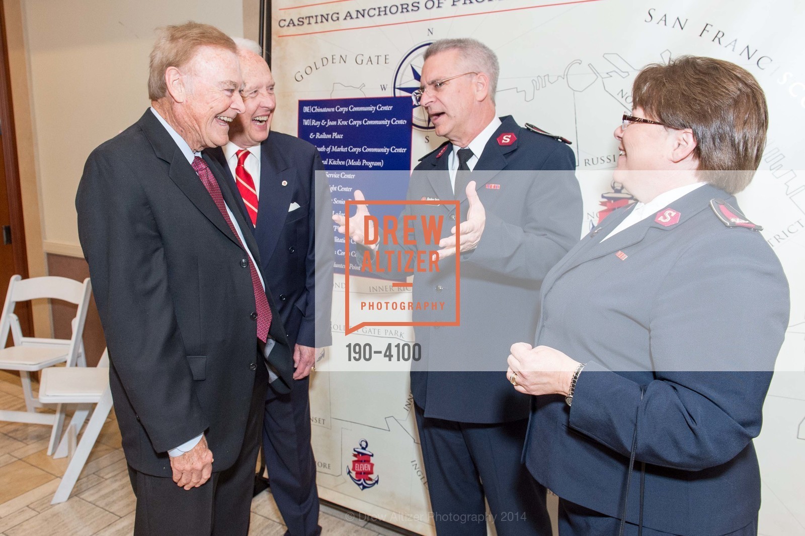 The Honorable Mayor Frank Jordan, RADM John Bitoff, Lt.Col. Stephen Smith, Lt.Col. Marcia Smith, THE SALVATION ARMY Holiday Luncheon, US, November 20th, 2014, Photo #190-4100 The Honorable Mayor Frank Jordan, RADM John Bitoff, Lt.Col. Stephen Smith, Lt.Col. Marcia Smith, Photo #190-4100