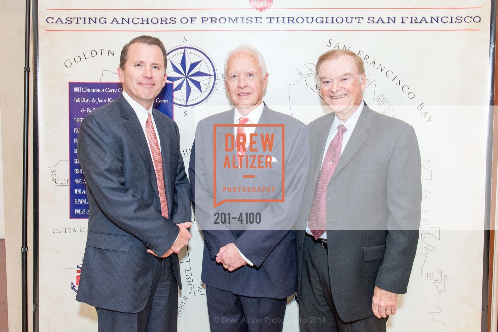Jim Foley, RADM John Bitoff, The Honorable Mayor Frank Jordan, THE SALVATION ARMY Holiday Luncheon, US, November 20th, 2014, Photo #201-4100 Jim Foley, RADM John Bitoff, The Honorable Mayor Frank Jordan, Photo #201-4100