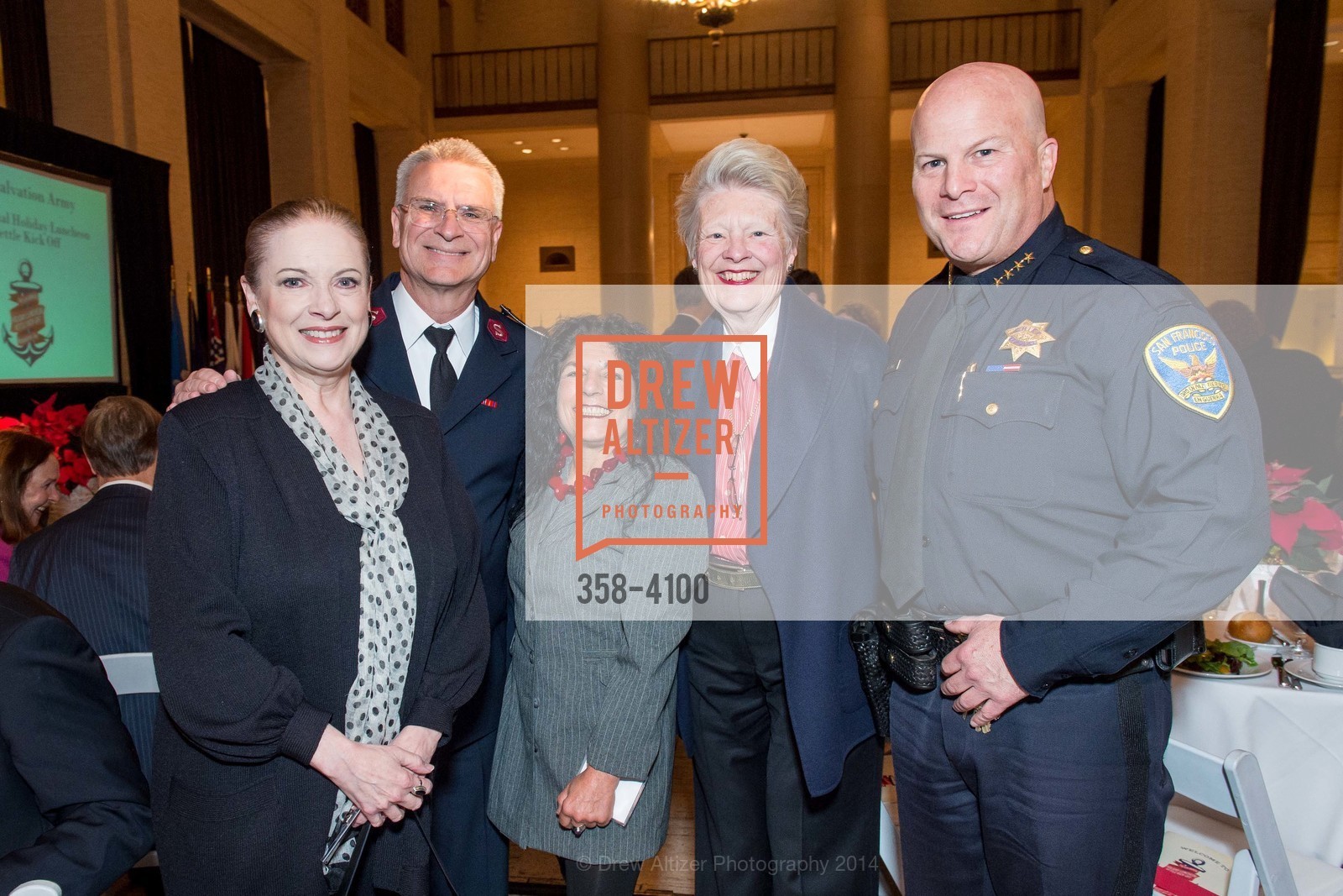 Terry Lowry, Lt.Col. Stephen Smith, Phyllis Nabhan, Louise Renne, Greg Suhr, THE SALVATION ARMY Holiday Luncheon, US, November 20th, 2014, Photo #358-4100 Terry Lowry, Lt.Col. Stephen Smith, Phyllis Nabhan, Louise Renne, Greg Suhr, Photo #358-4100