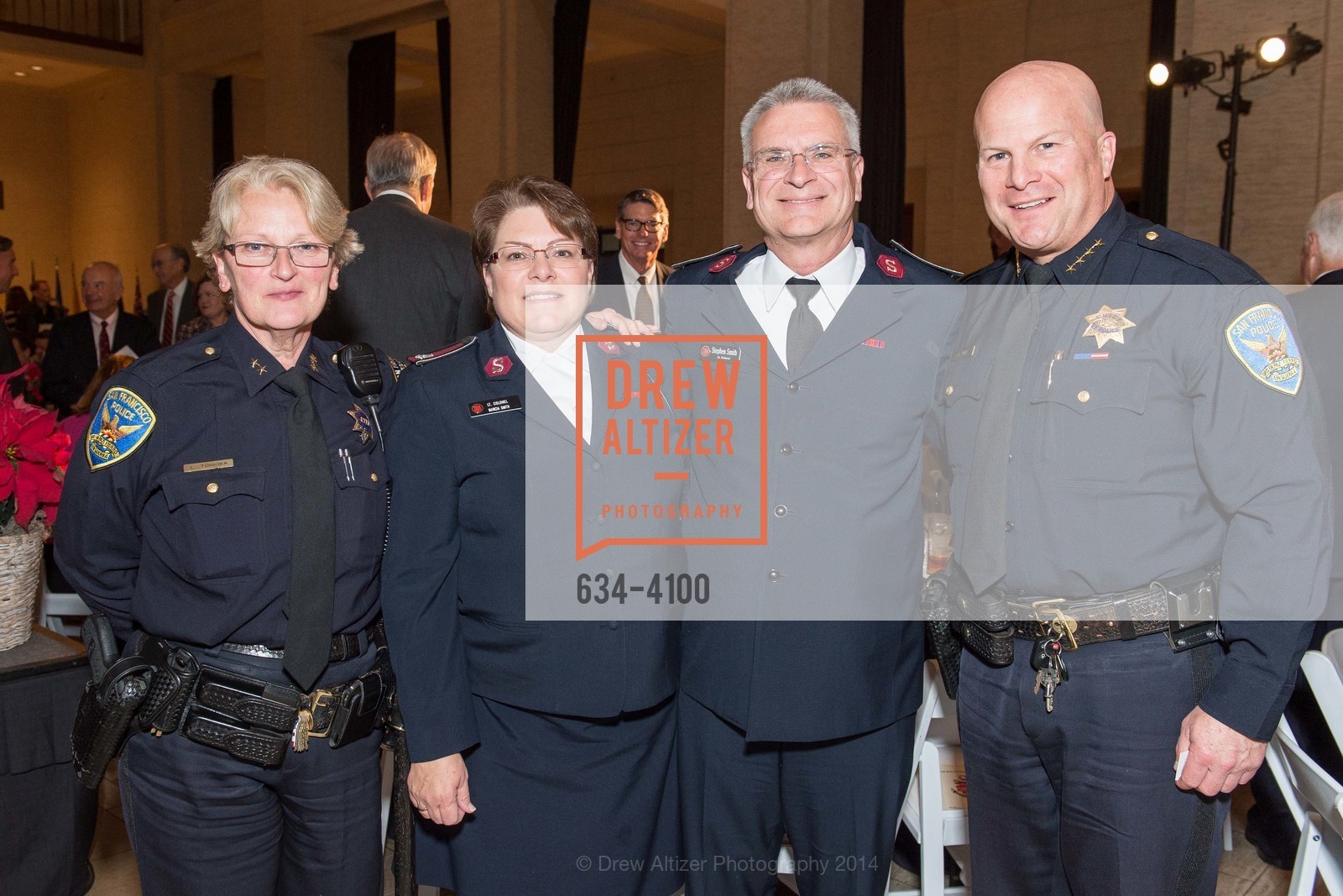 Lyn Tomioka, Lt.Col. Marcia Smith, Lt.Col. Stephen Smith, Greg Suhr, THE SALVATION ARMY Holiday Luncheon, US, November 20th, 2014, Photo #634-4100 Lyn Tomioka, Lt.Col. Marcia Smith, Lt.Col. Stephen Smith, Greg Suhr, Photo #634-4100