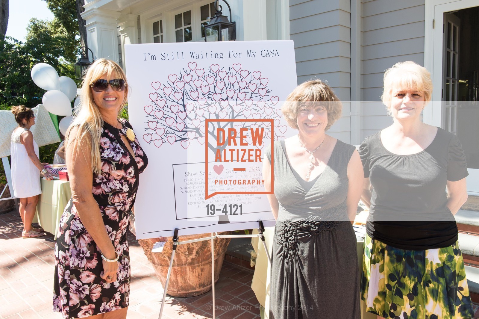 Brigitte Greenstone, Mary D'Apice, Pat Miljanich, CASA of San Mateo County's AUXILIARY Annual Garden Party, US, August 24th, 2014, Photo #19-4121 Brigitte Greenstone, Mary D'Apice, Pat Miljanich, Photo #19-4121