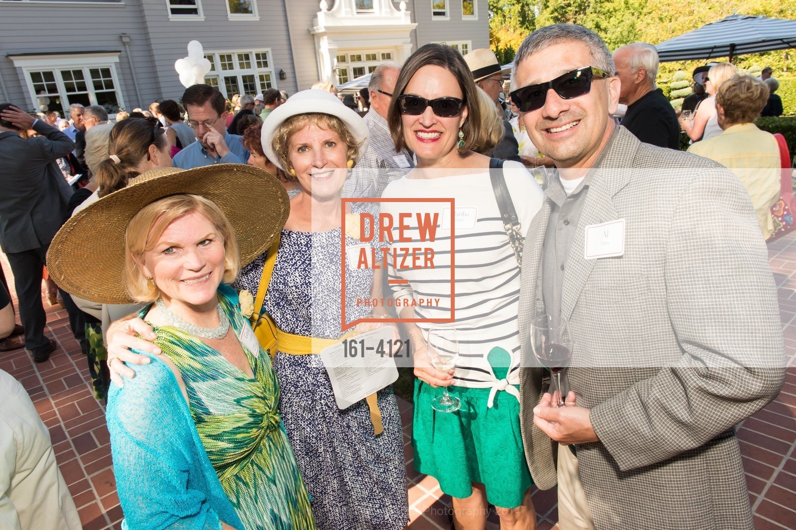 Gayle Carboni, Carol Harband, Martha Phillips, Al Taira, CASA of San Mateo County's AUXILIARY Annual Garden Party, US, August 24th, 2014, Photo #161-4121 Gayle Carboni, Carol Harband, Martha Phillips, Al Taira, Photo #161-4121