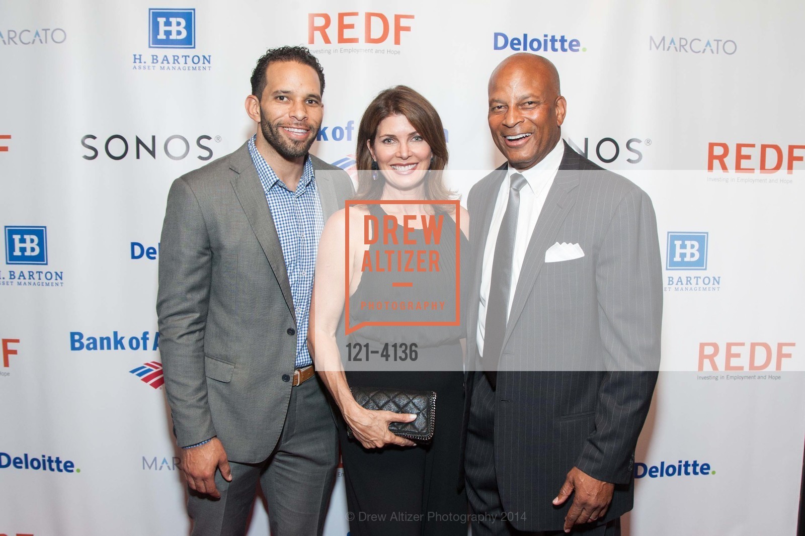 Geoff Couca, Karen Lott, Ronnie Lott, REDF 2014 Benefit Old, US, September 18th, 2014, Photo #121-4136 Geoff Couca, Karen Lott, Ronnie Lott, Photo #121-4136