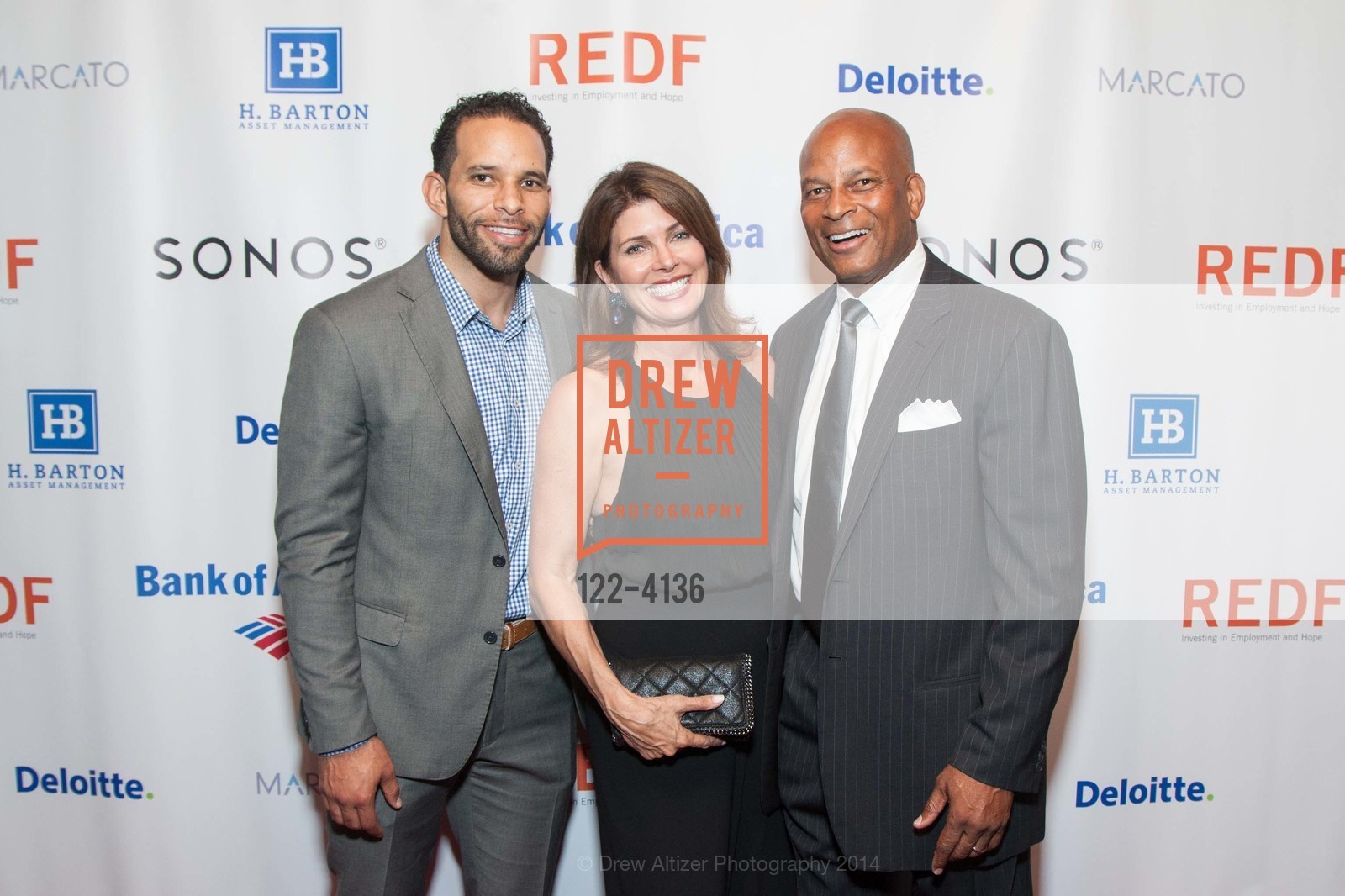 Geoff Couca, Karen Lott, Ronnie Lott, REDF 2014 Benefit Old, US, September 18th, 2014, Photo #122-4136 Geoff Couca, Karen Lott, Ronnie Lott, Photo #122-4136