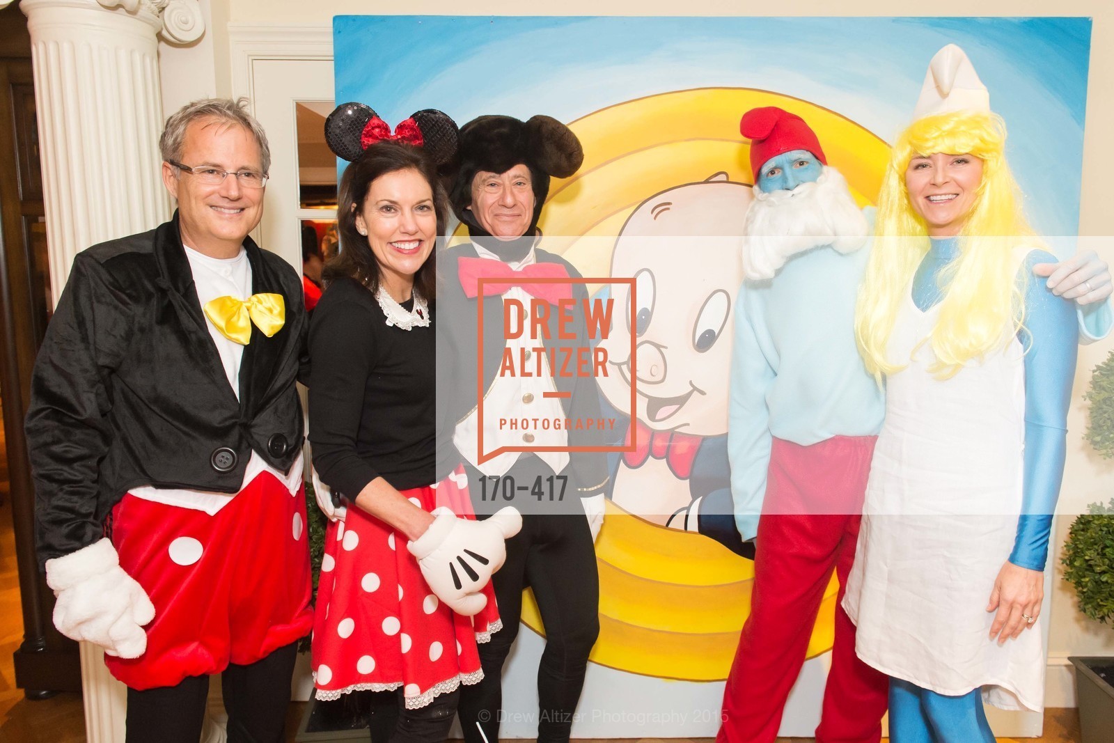Steve Kliener, Bridget Fish, Howard Fish, Todd Stephens, Tori Stephens, Wolfson-Federighi Cartoon Costume Party, Private Residence. 737 Bay Road, October 24th, 2015,Drew Altizer, Drew Altizer Photography, full-service event agency, private events, San Francisco photographer, photographer California