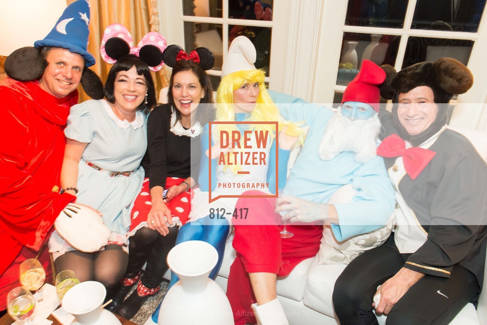 Steve Maniscalco, Brenda Wissbrod, Bridget Fish, Tori Stephens, Todd Stephens, Howard Fish, Wolfson-Federighi Cartoon Costume Party, Private Residence. 737 Bay Road, October 24th, 2015,Drew Altizer, Drew Altizer Photography, full-service agency, private events, San Francisco photographer, photographer california