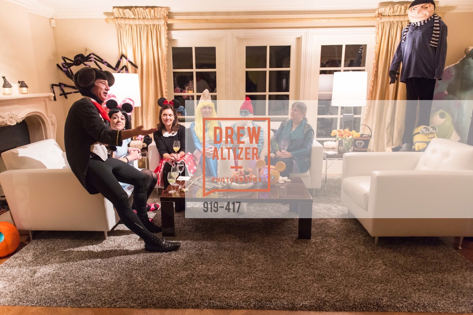 Howard Fish, Brenda Wissbrod, Bridget Fish, Tori Stephens, Todd Stephens, Marge Bundschuh, Wolfson-Federighi Cartoon Costume Party, Private Residence. 737 Bay Road, October 24th, 2015,Drew Altizer, Drew Altizer Photography, full-service event agency, private events, San Francisco photographer, photographer California