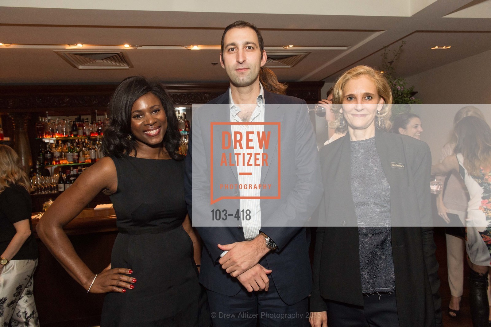 NIna Mundi, Daniel Doubrovkine, Jennifer Biederbeck, Artsy and Sotheby's Village Pub Dinner, Village Pub. Village Pub, October 27th, 2015, Photo #103-418 NIna Mundi, Daniel Doubrovkine, Jennifer Biederbeck, Photo #103-418