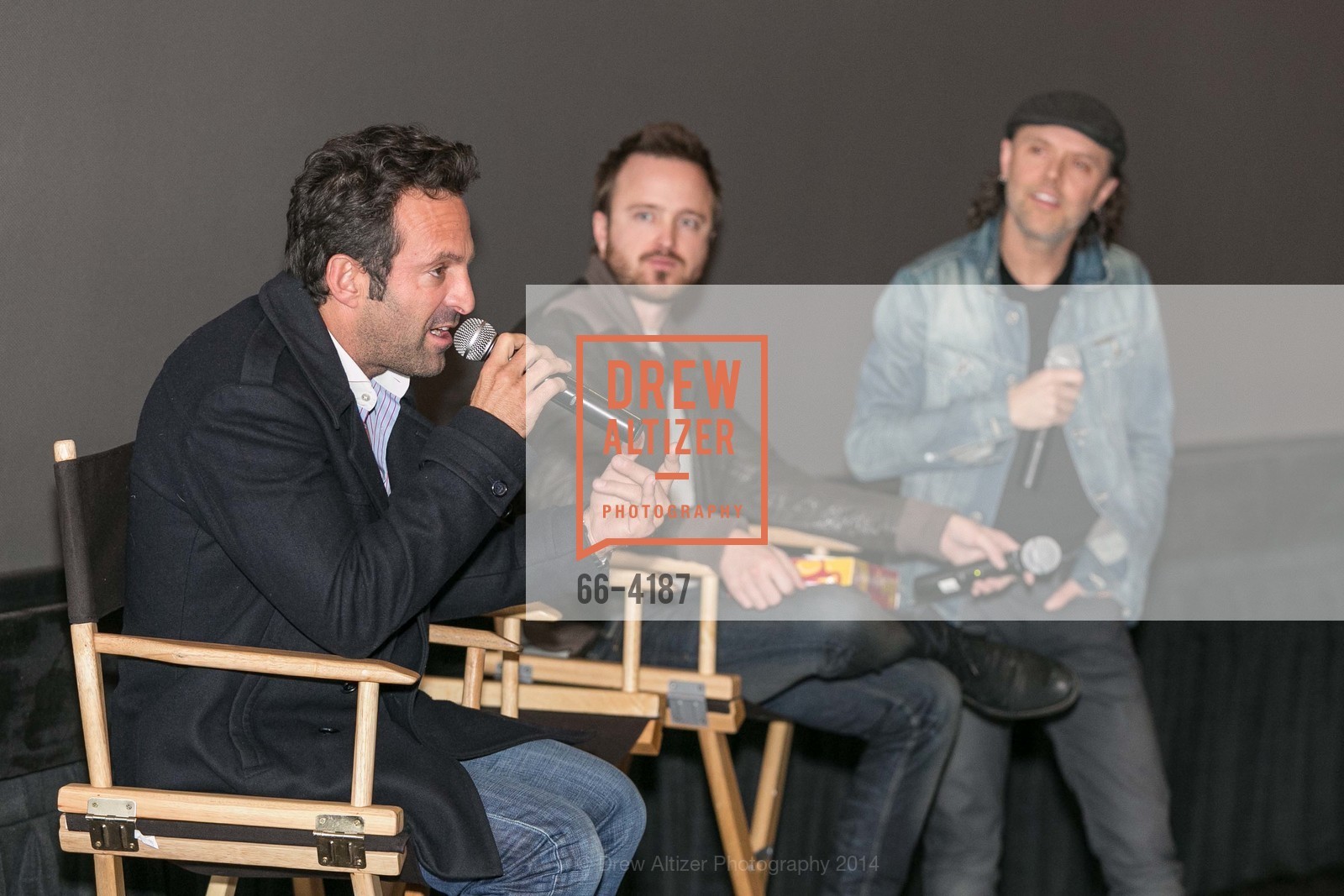 Scott Waugh, Aaron Paul, Lars Ulrich, Special Fan Screening of DreamWorks Pictures NEED FOR SPEED, US, March 4th, 2014, Photo #66-4187 Scott Waugh, Aaron Paul, Lars Ulrich, Photo #66-4187