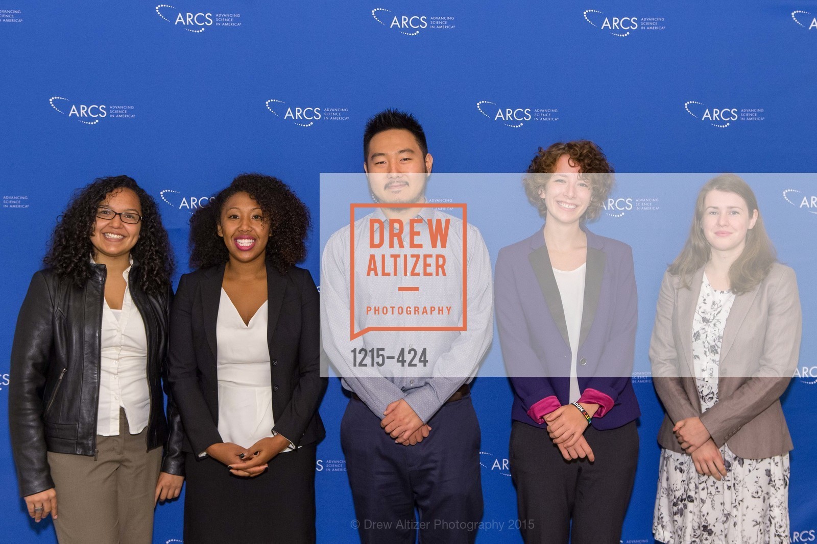 Rosie Dela Rosa, Willie Mae Reese, Ouwei Wang, Brianna Haining, Samantha Dixon, 2015 ARCS Foundation Scholar Awards Luncheon, The Fairmont San Francisco. The Fairmont San Francisco, . 950 Mason St, October 29th, 2015, Photo #1215-424 Rosie Dela Rosa, Willie Mae Reese, Ouwei Wang, Brianna Haining, Samantha Dixon, Photo #1215-424