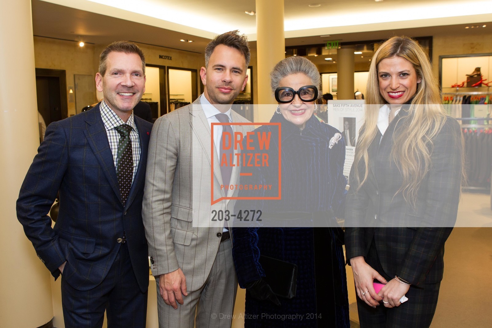 Eric Petsinger, Bryan Vincent, Joy Venturini Bianchi, Sarrah Candee, SAKS FIFTH AVENUE Men of Style, US, March 6th, 2014, Photo #203-4272 Eric Petsinger, Bryan Vincent, Joy Venturini Bianchi, Sarrah Candee, Photo #203-4272