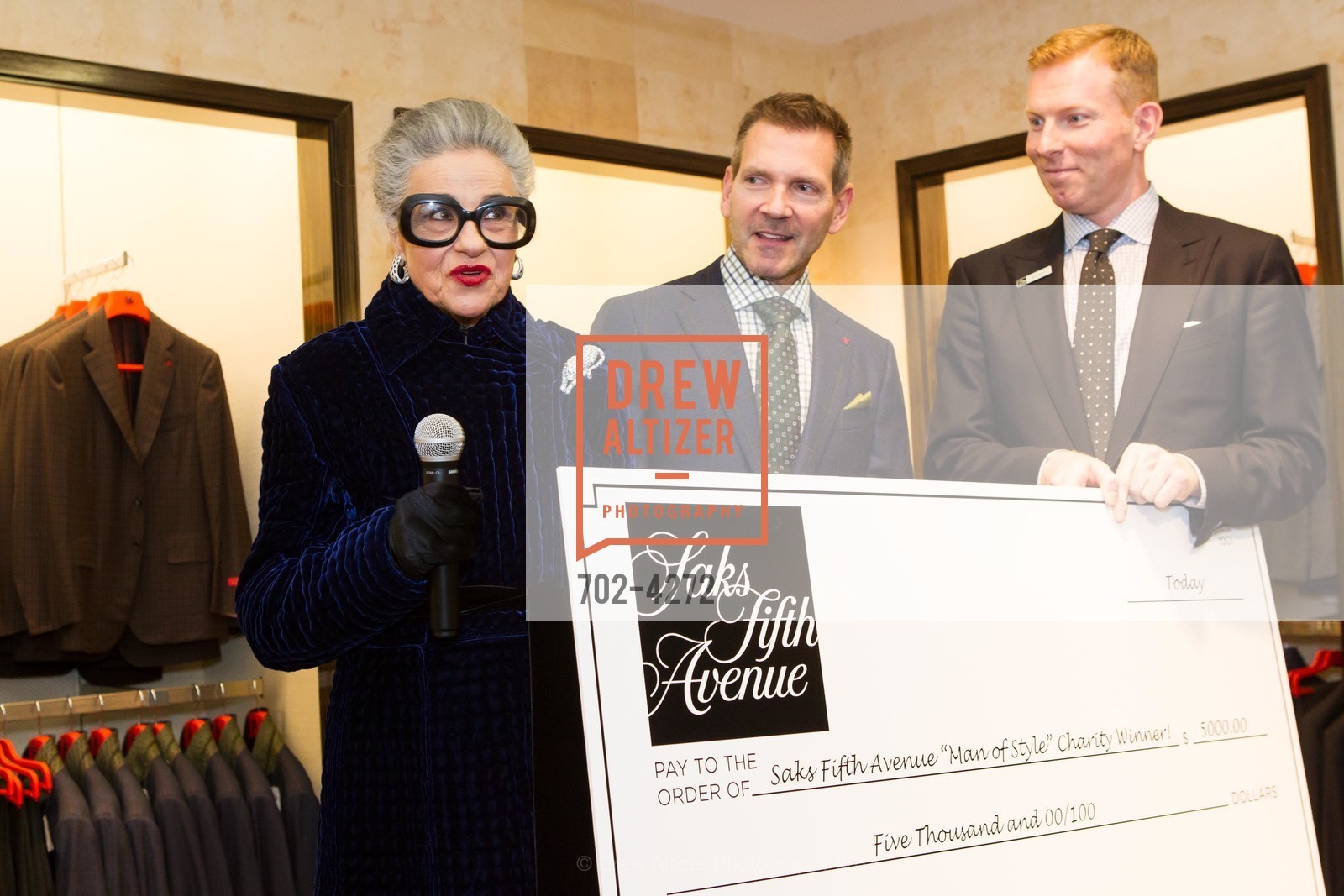 Joy Venturini Bianchi, Eric Petsinger, Randy Moore, SAKS FIFTH AVENUE Men of Style, US, March 6th, 2014, Photo #702-4272 Joy Venturini Bianchi, Eric Petsinger, Randy Moore, Photo #702-4272