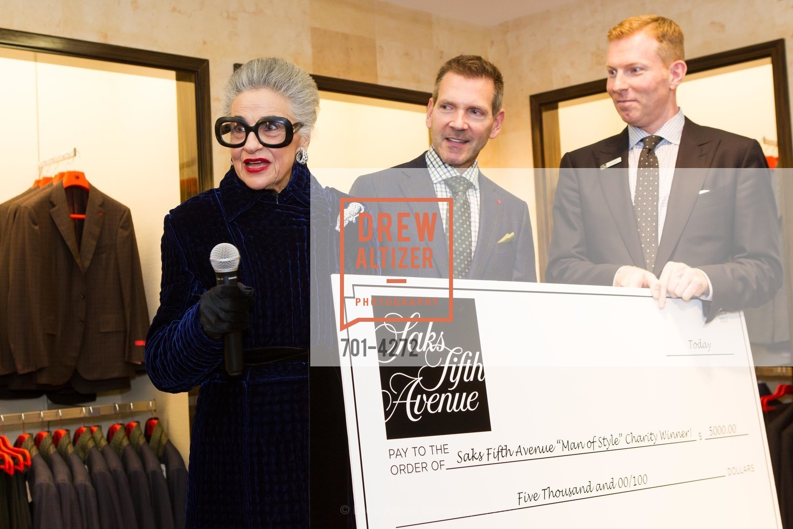 Joy Venturini Bianchi, Eric Petsinger, Randy Moore, SAKS FIFTH AVENUE Men of Style, US, March 6th, 2014, Photo #701-4272 Joy Venturini Bianchi, Eric Petsinger, Randy Moore, Photo #701-4272
