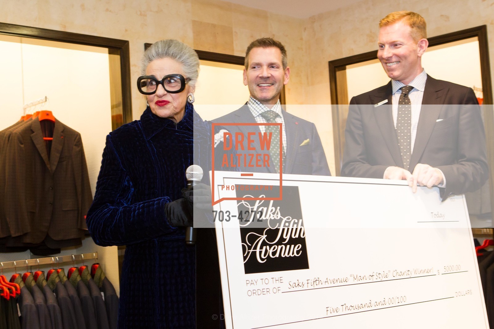 Joy Venturini Bianchi, Eric Petsinger, Randy Moore, SAKS FIFTH AVENUE Men of Style, US, March 6th, 2014, Photo #703-4272 Joy Venturini Bianchi, Eric Petsinger, Randy Moore, Photo #703-4272