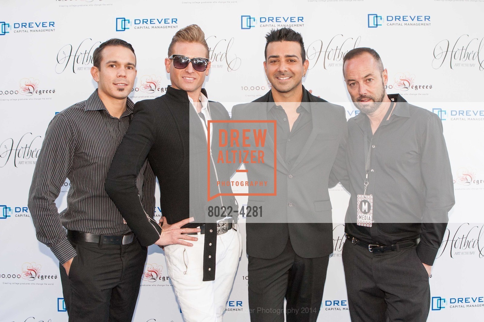 Mykul Chretien, Patrik Gallineaux, Andrew Christian, Cecil Russell, Third Annual HOTBED BENEFIT Hosted by the DREVER Family, US, August 23rd, 2014, Photo #8022-4281 Mykul Chretien, Patrik Gallineaux, Andrew Christian, Cecil Russell, Photo #8022-4281
