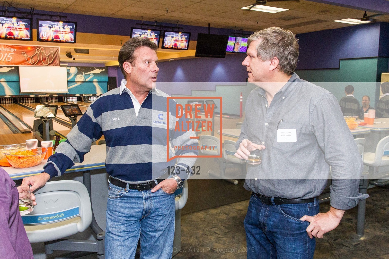 Mike Sweeney, Dave Sturm, ScavulloDesign Centric Builders Bowling Party, Presidio Bowl. Presidio Bowl, . 93 Moraga Ave, October 29th, 2015, Photo #123-432 Mike Sweeney, Dave Sturm, Photo #123-432